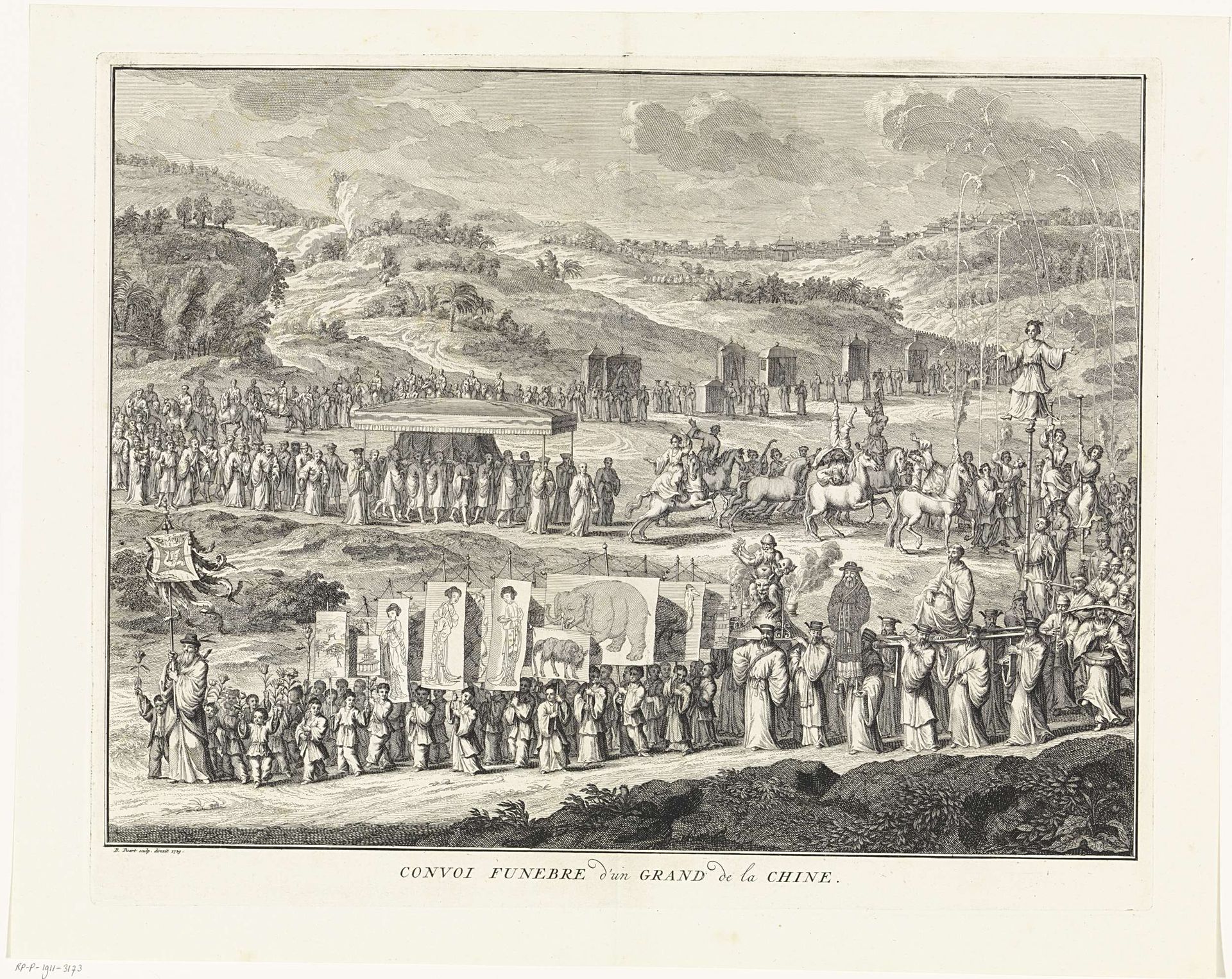Rouwstoet van een vooraanstaande Chinees by Bernard Picart