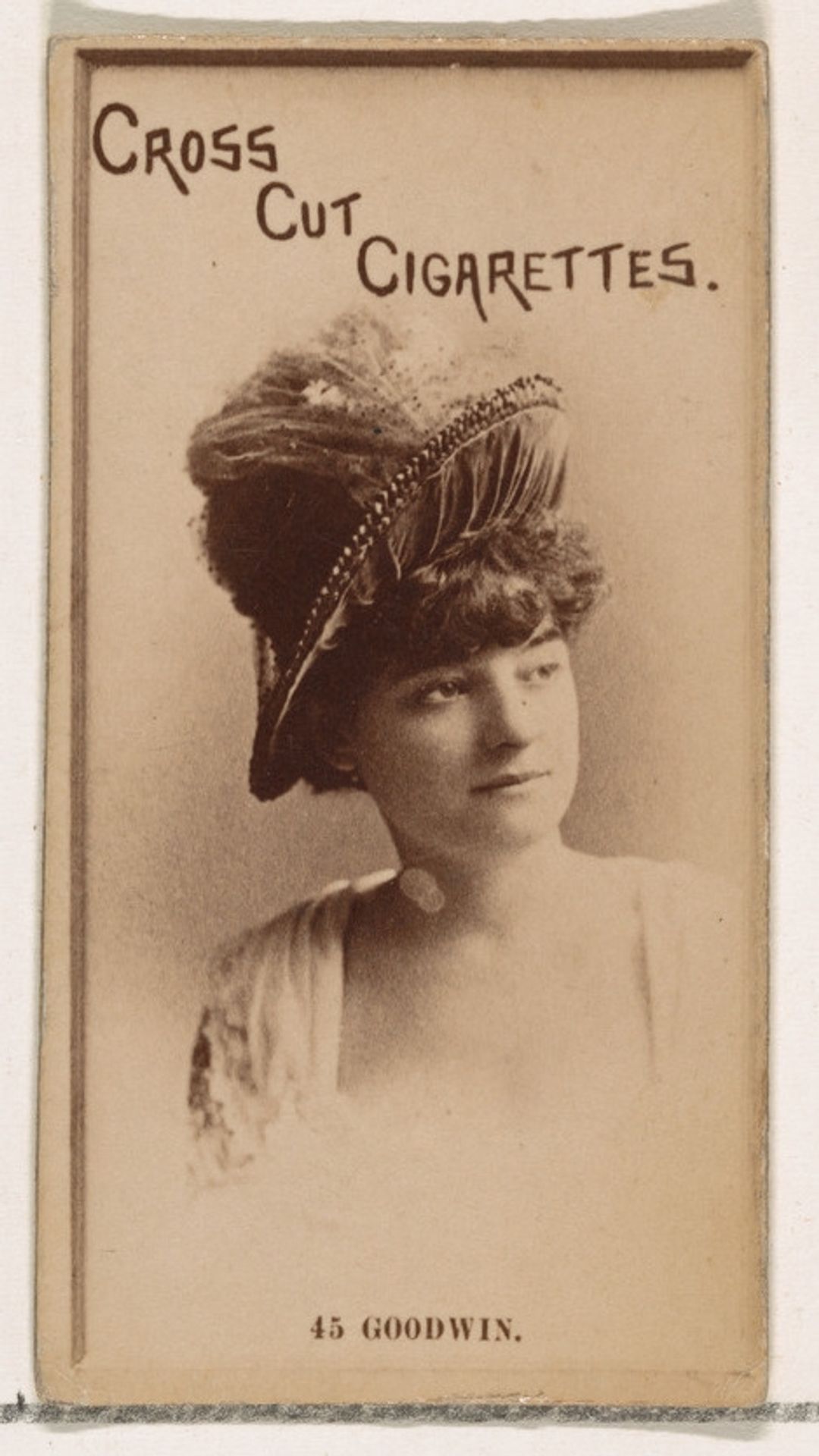 Card Number 45, Myra Goodwin, from the Actors and Actresses series (N145-2) issued by Duke Sons & Co. to promote Cross Cut Cigarettes by W. Duke, Sons & Co.