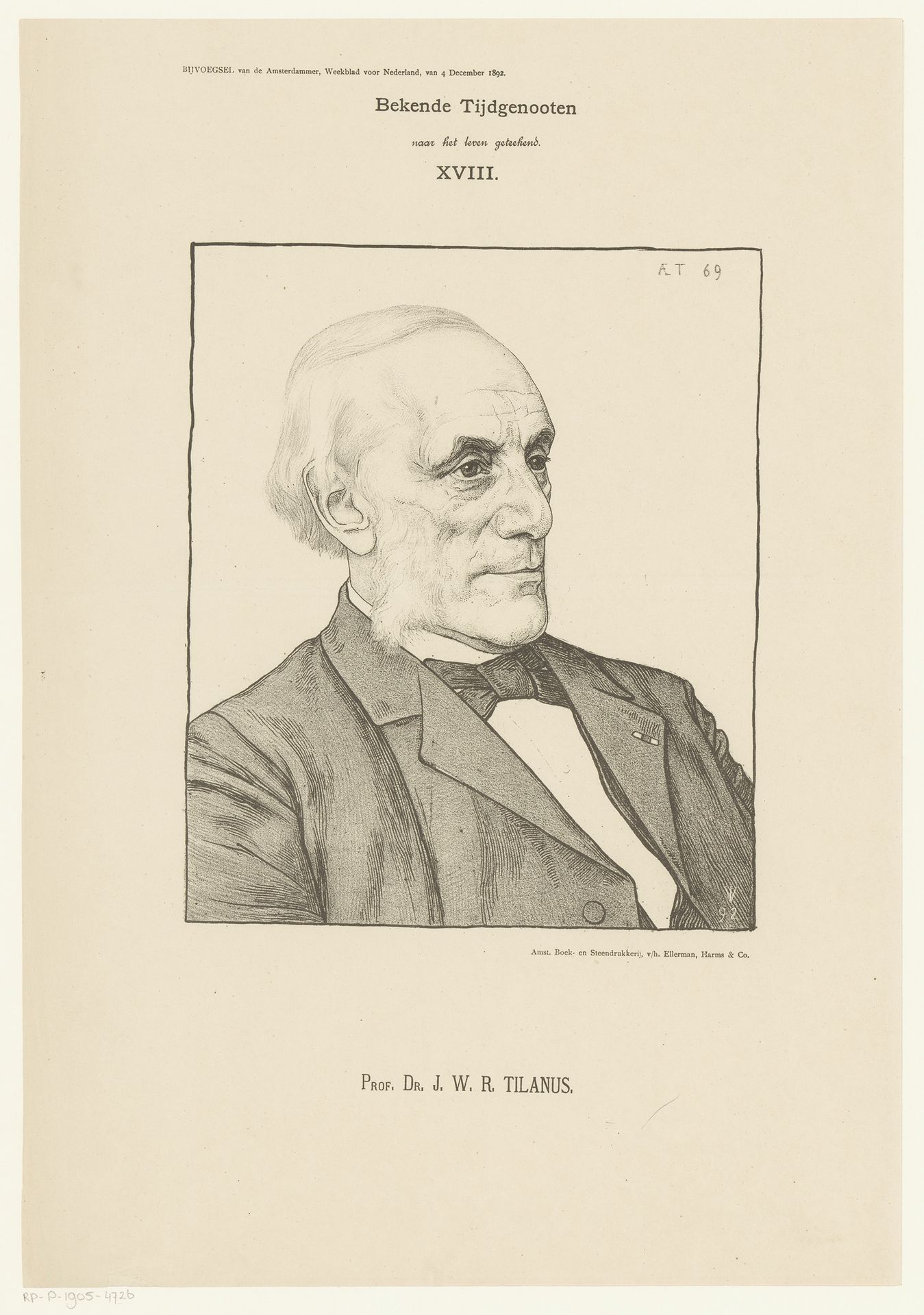 Portret van Jan Willem Reinier Tilanus by Jan Veth