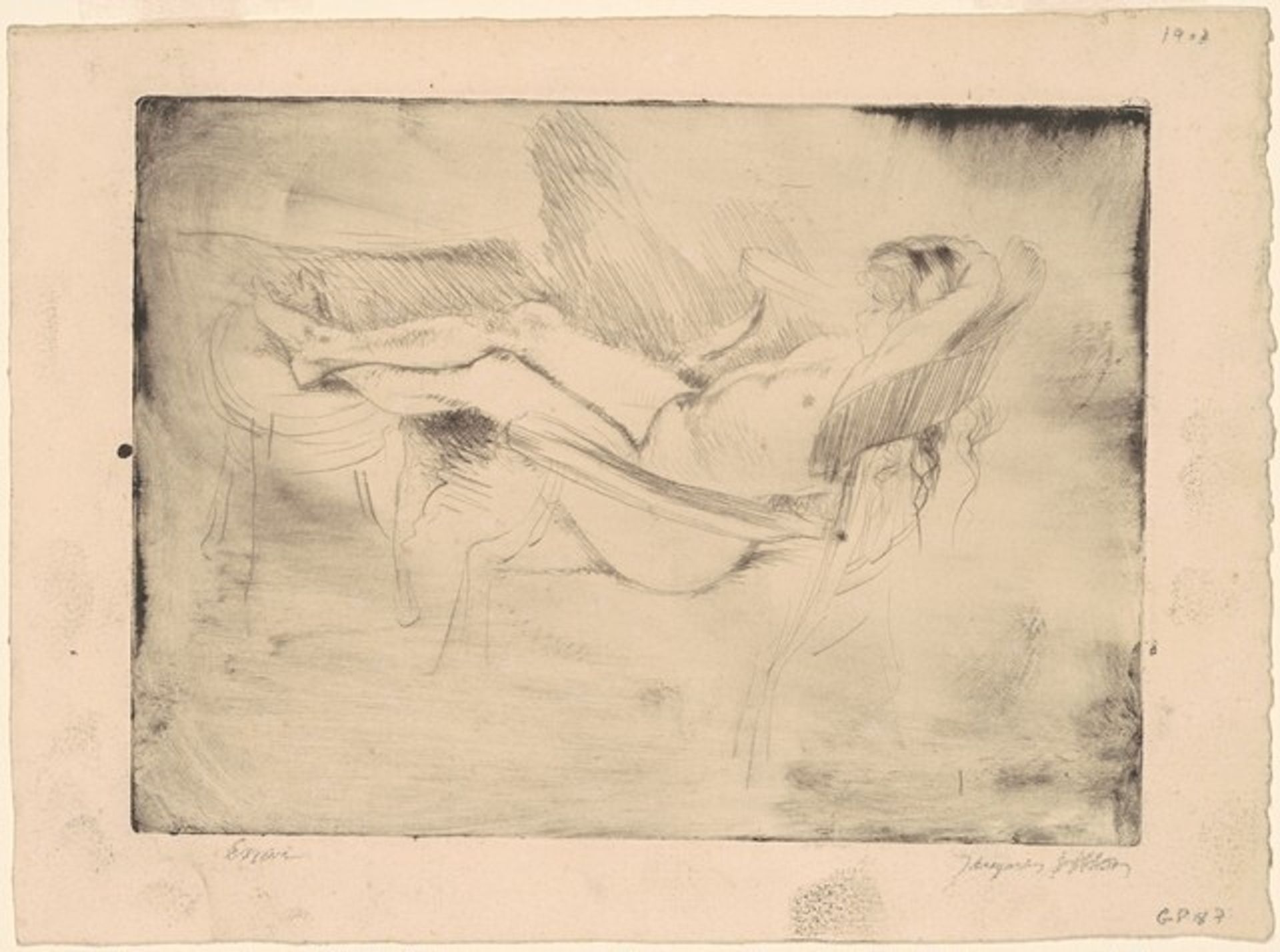 Minne étendue dans un rocking-chair (Minne Reclining in a Rocking Chair) by Jacques Villon