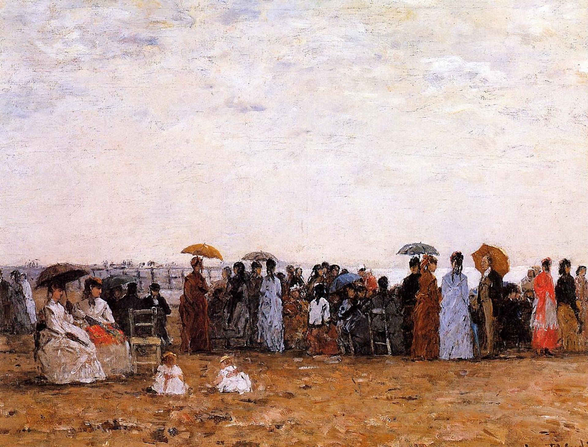 Trouville, Beach Scene by Eugène Boudin