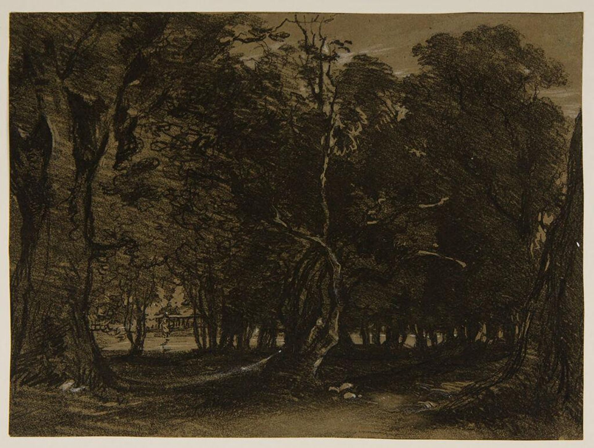 Dark Trees, Woman in Left Distance by FranÃ§ois Louis Thomas Francia