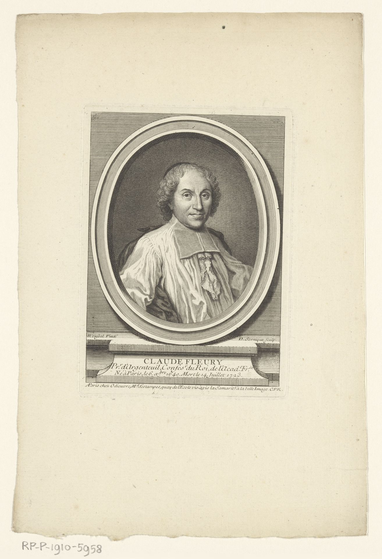 Portret van Claude Fleury by Dominique Sornique