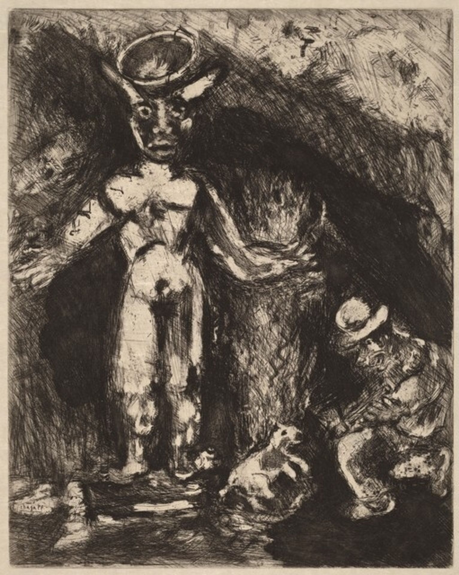 The Man and the Wooden Idol by Marc Chagall