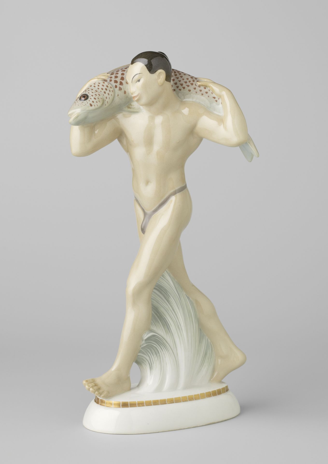 Figure in the shape of a Japanese man with a fish by Königliche Porzellan Manufaktur