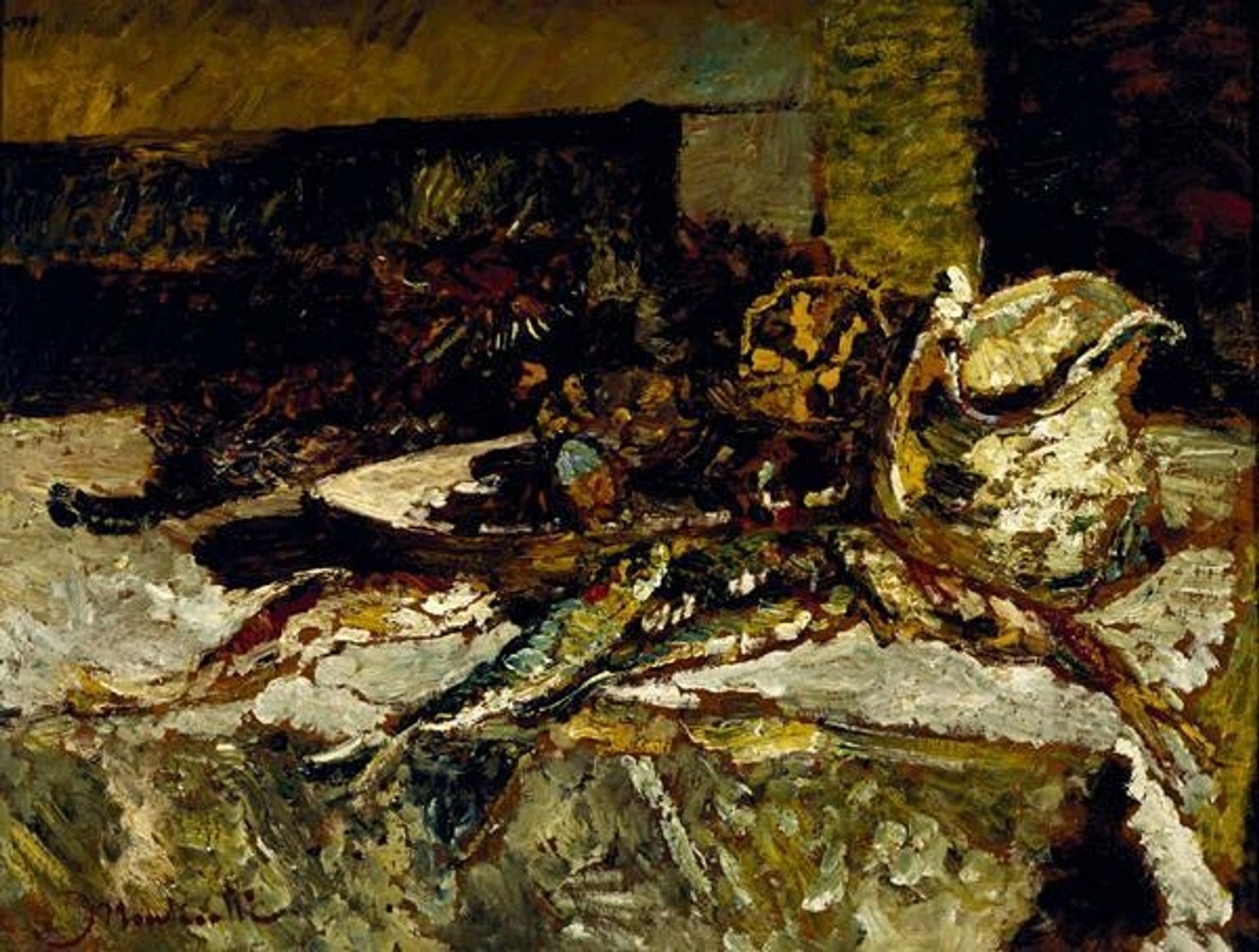 Still Life with Sardines and Sea-Urchins by Adolphe Joseph Thomas Monticelli