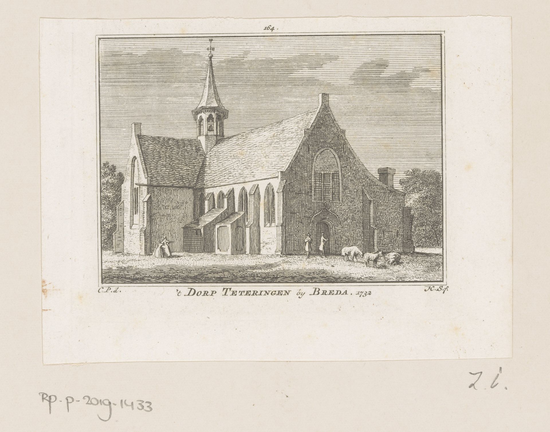 Gezicht op de kerk van het dorp Teteringen by Hendrik Spilman
