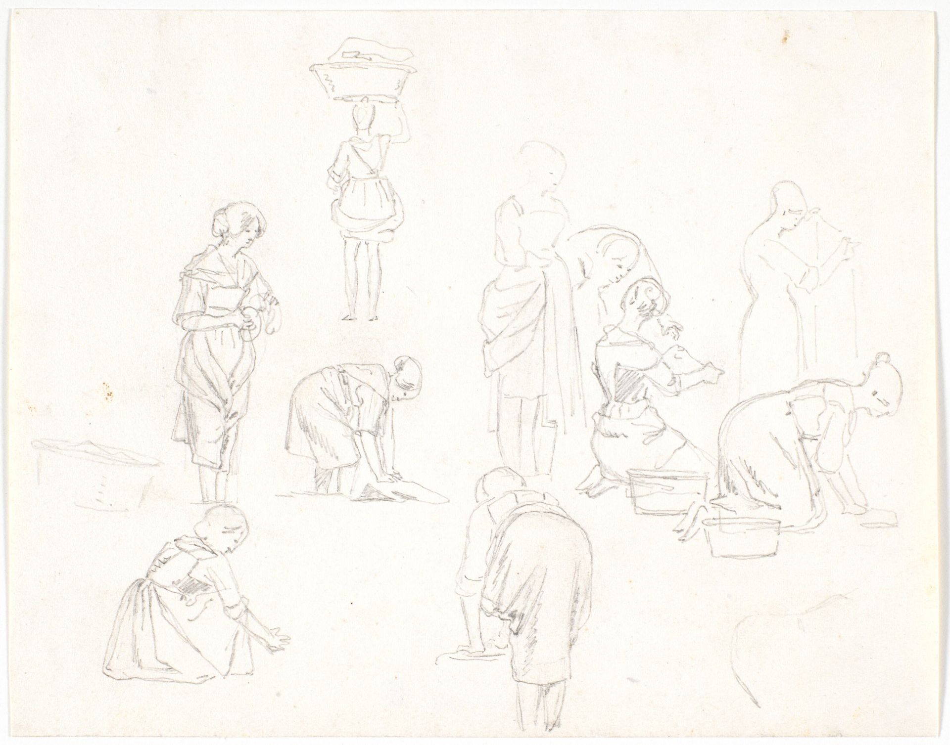 Studier af vaskende italienske kvinder by Martinus Rørbye