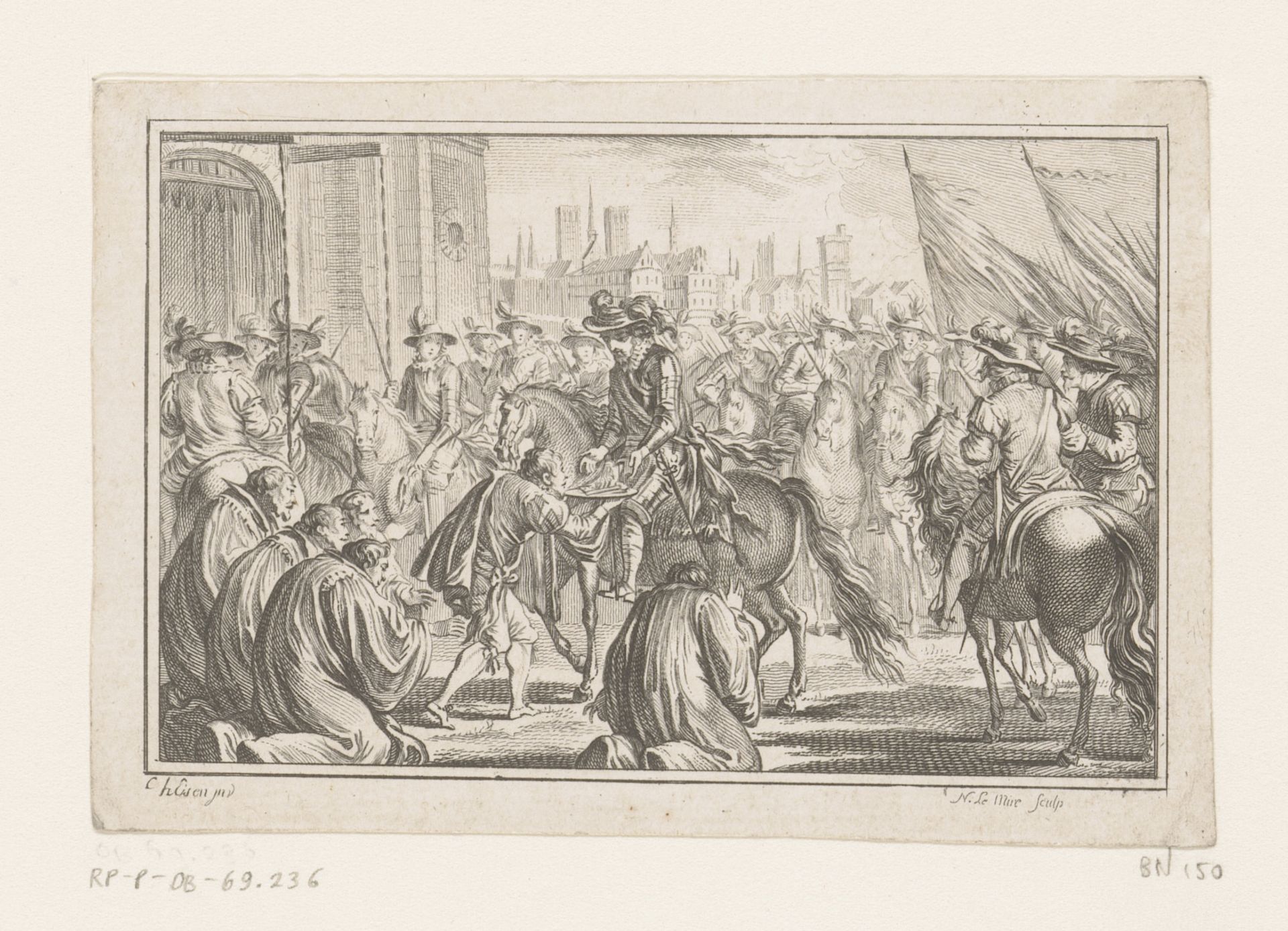 Hendrik IV van Frankrijk te paard die de onderwerping van de Parijzenaars aanvaardt by Noël Le Mire