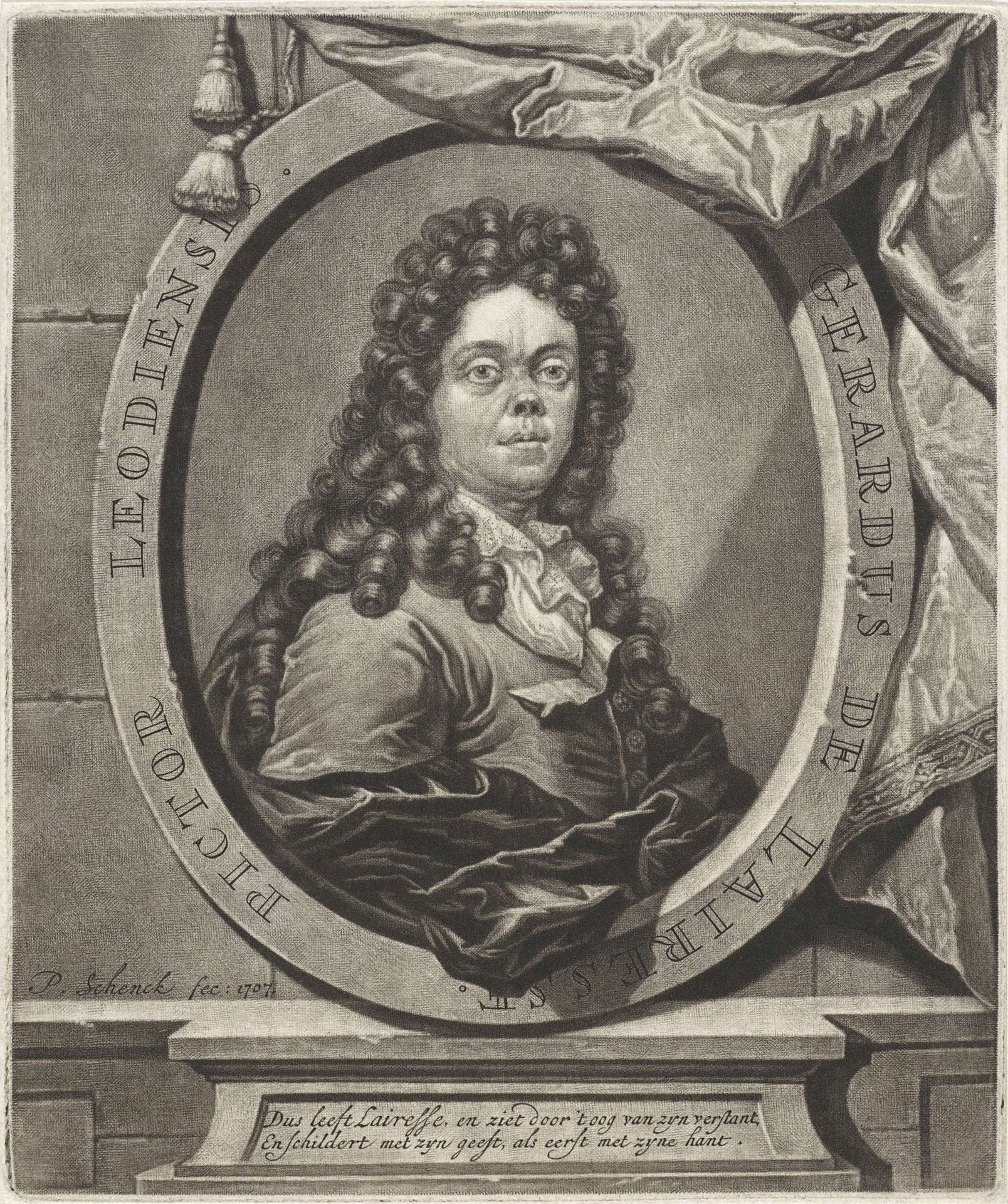 Portret van de prentmaker en schilder Gerard de Lairesse by Pieter Schenk