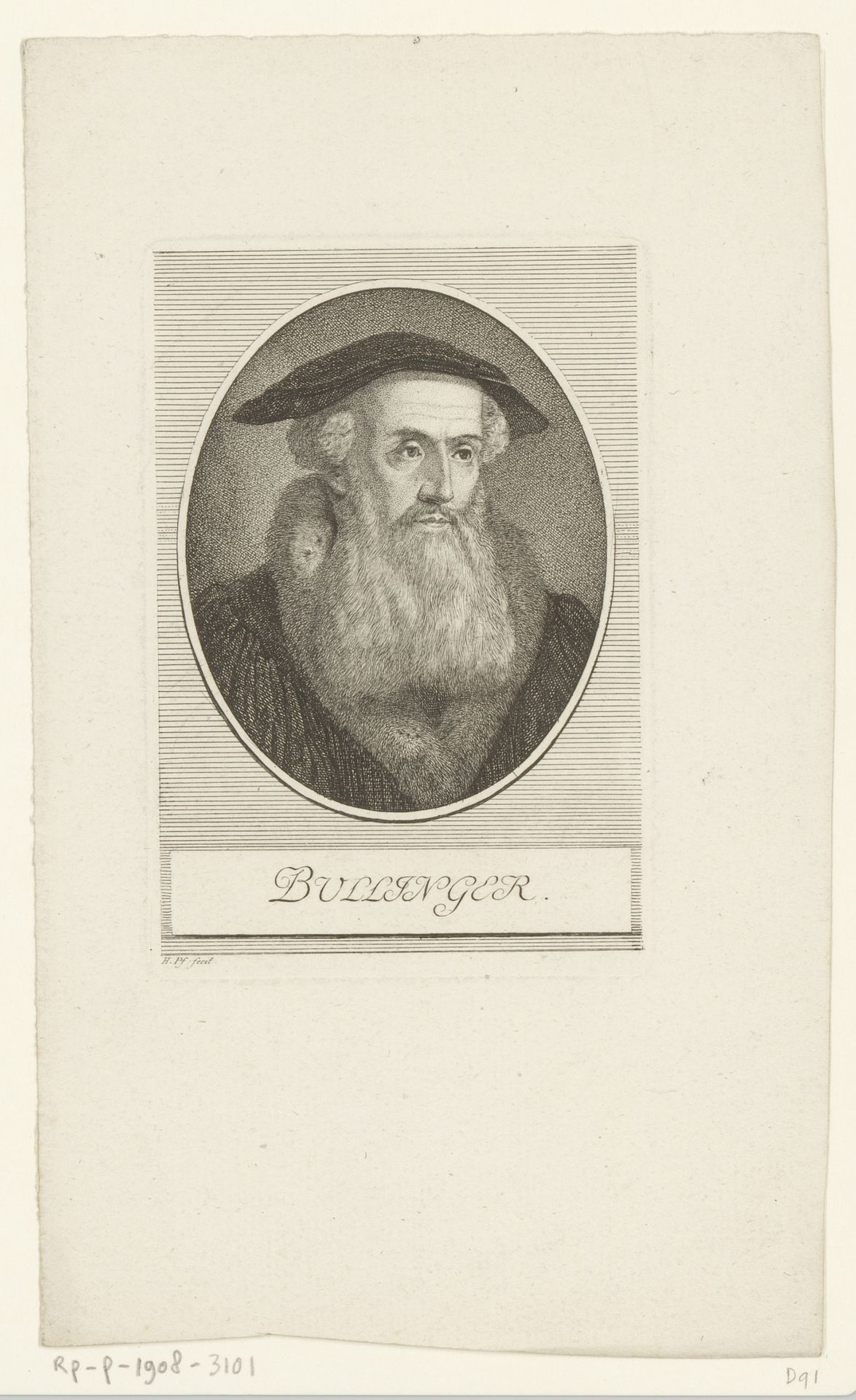 Portret van Johann Heinrich Bullinger by Heinrich Pfenninger