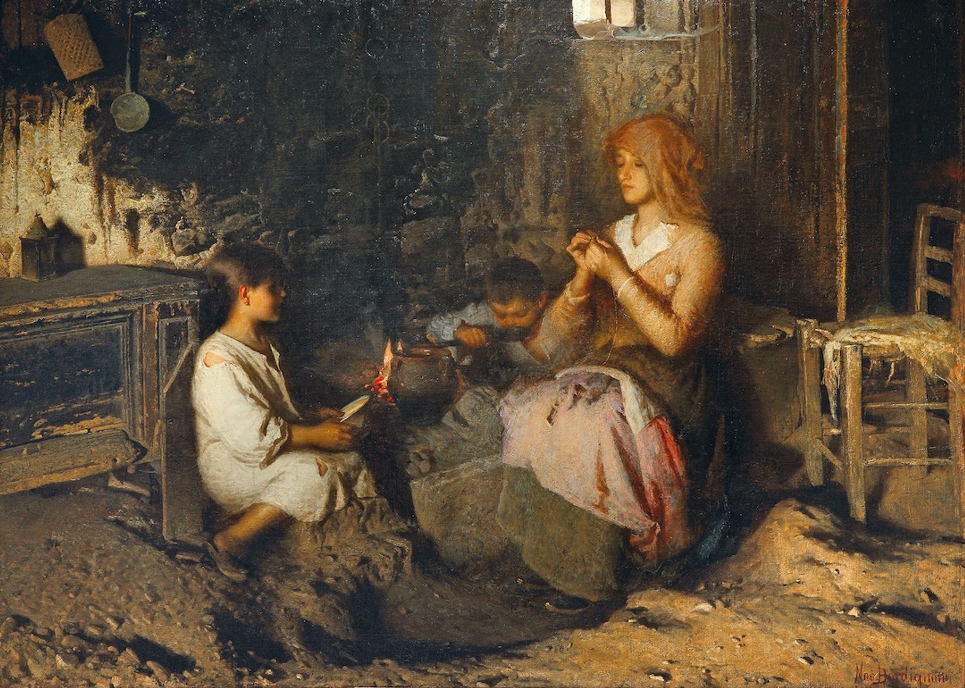 Eating near the hearth by Noè Bordignon