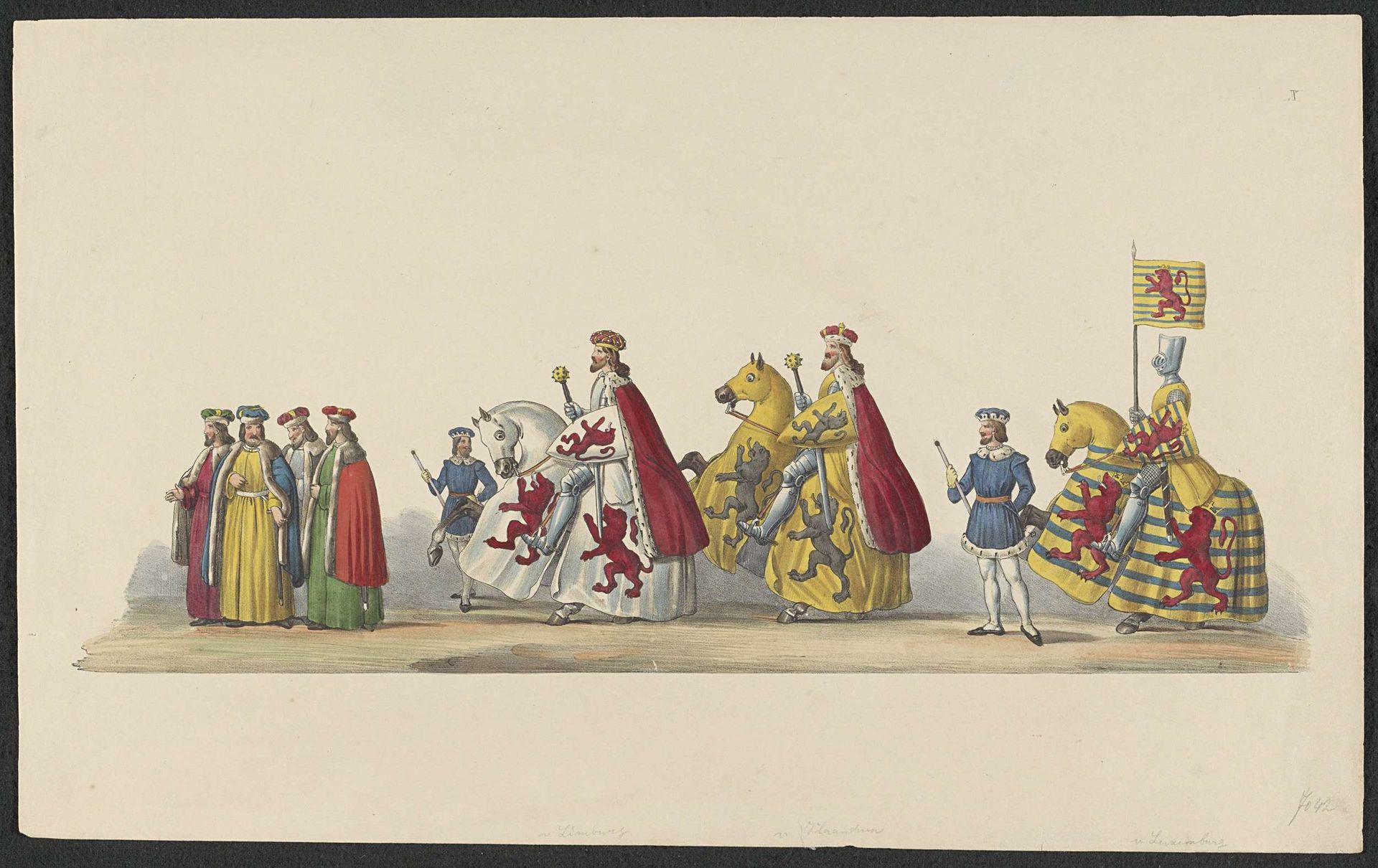 Gekostumeerde optocht van 1841: ruiters (blad X) by Anonymous