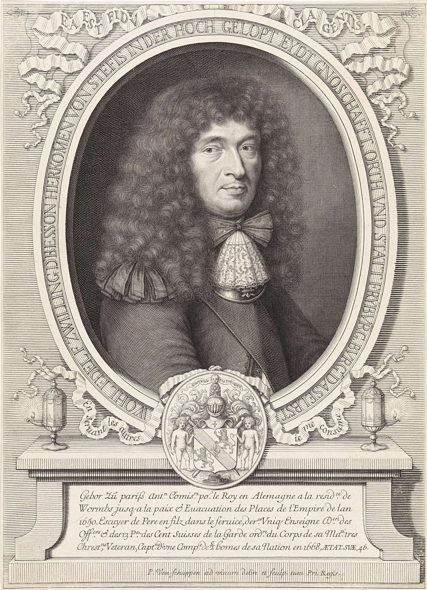 Portret van François Zwilling de Besson op 46-jarige leeftijd by Pieter van Schuppen