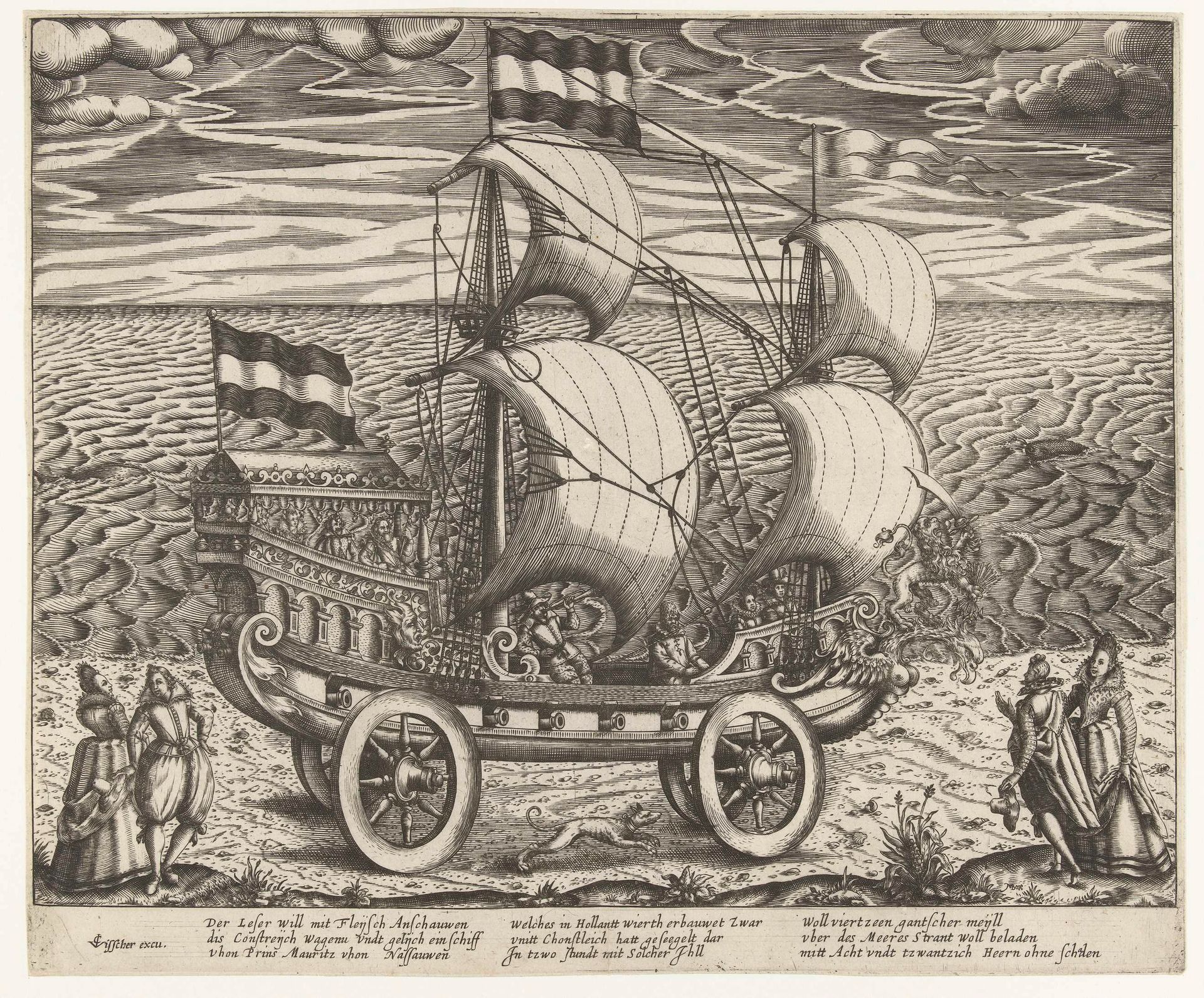De zeilwagen van Simon Stevin, 1602 by Anonymous