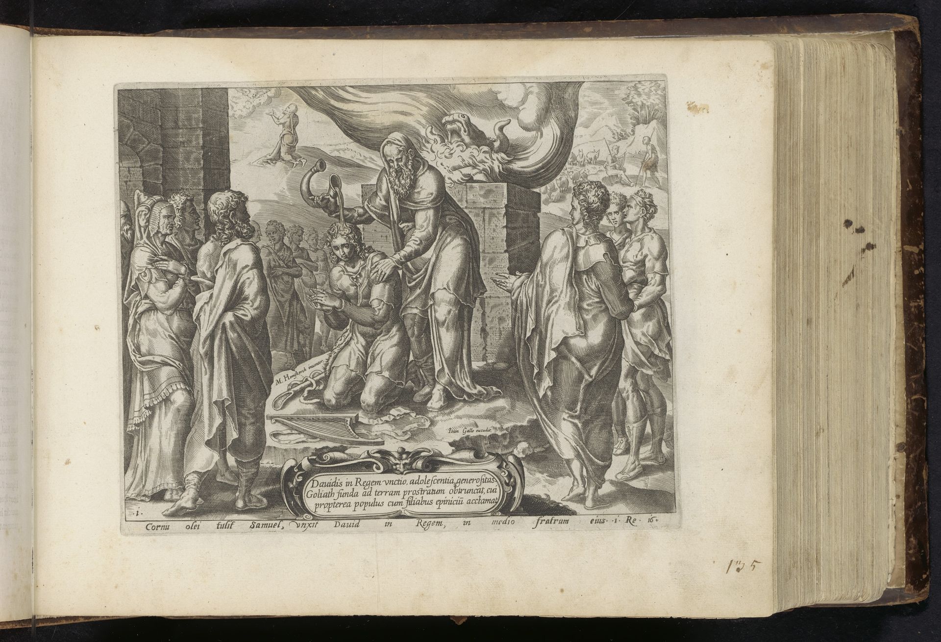 David wordt door Samuel gezalfd by Anonymous