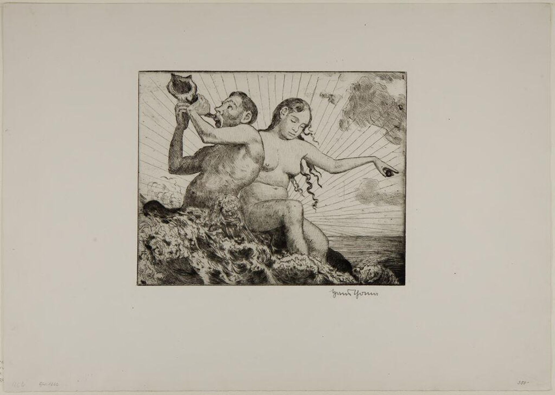 Tritonenpaar II (Meereswunder)/Triton Couple II (Miracle of the Sea) by Hans Thoma