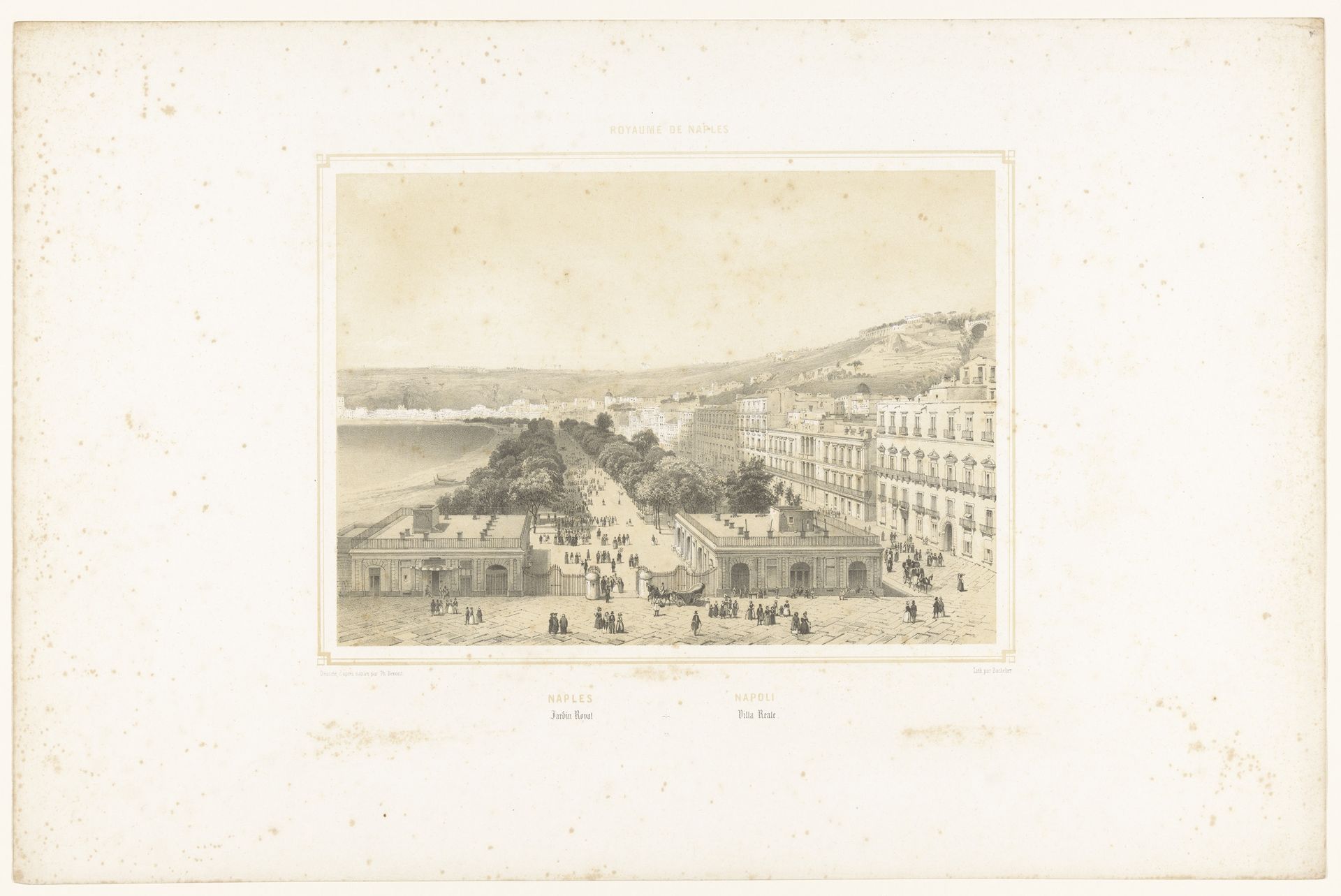 Zicht op de Villa Poggio Reale met bomenlaan in Napels by Charles-Claude Bachelier