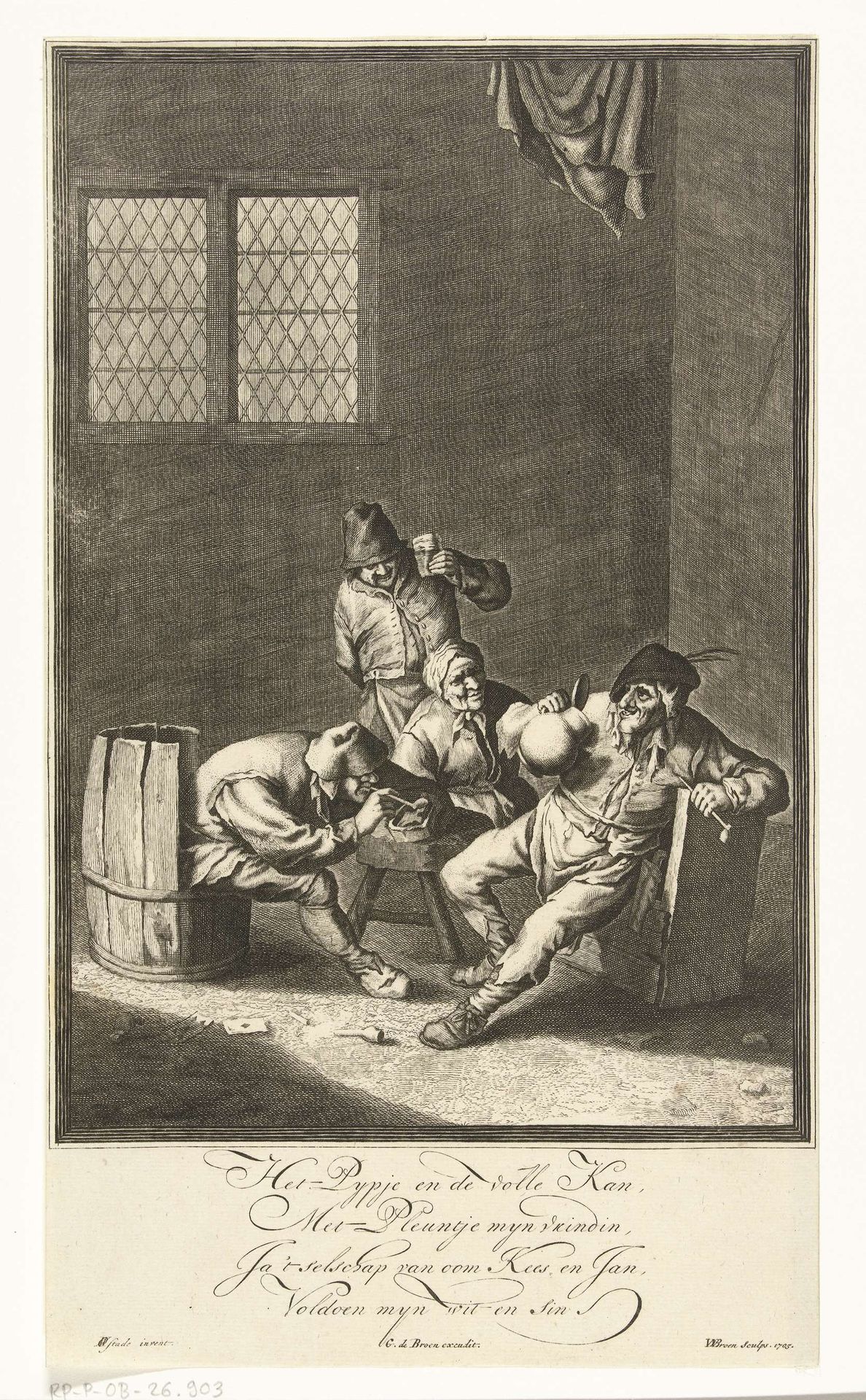 Drinkende boeren in een herberg by Willem de Broen