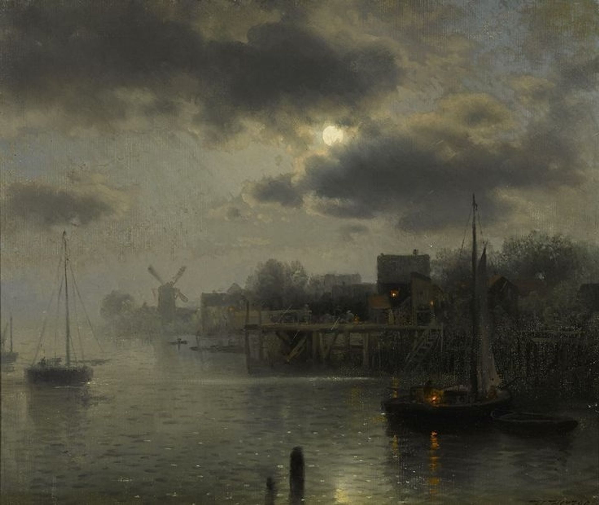 Moonlight in Holland by Hermann Ottomar Herzog