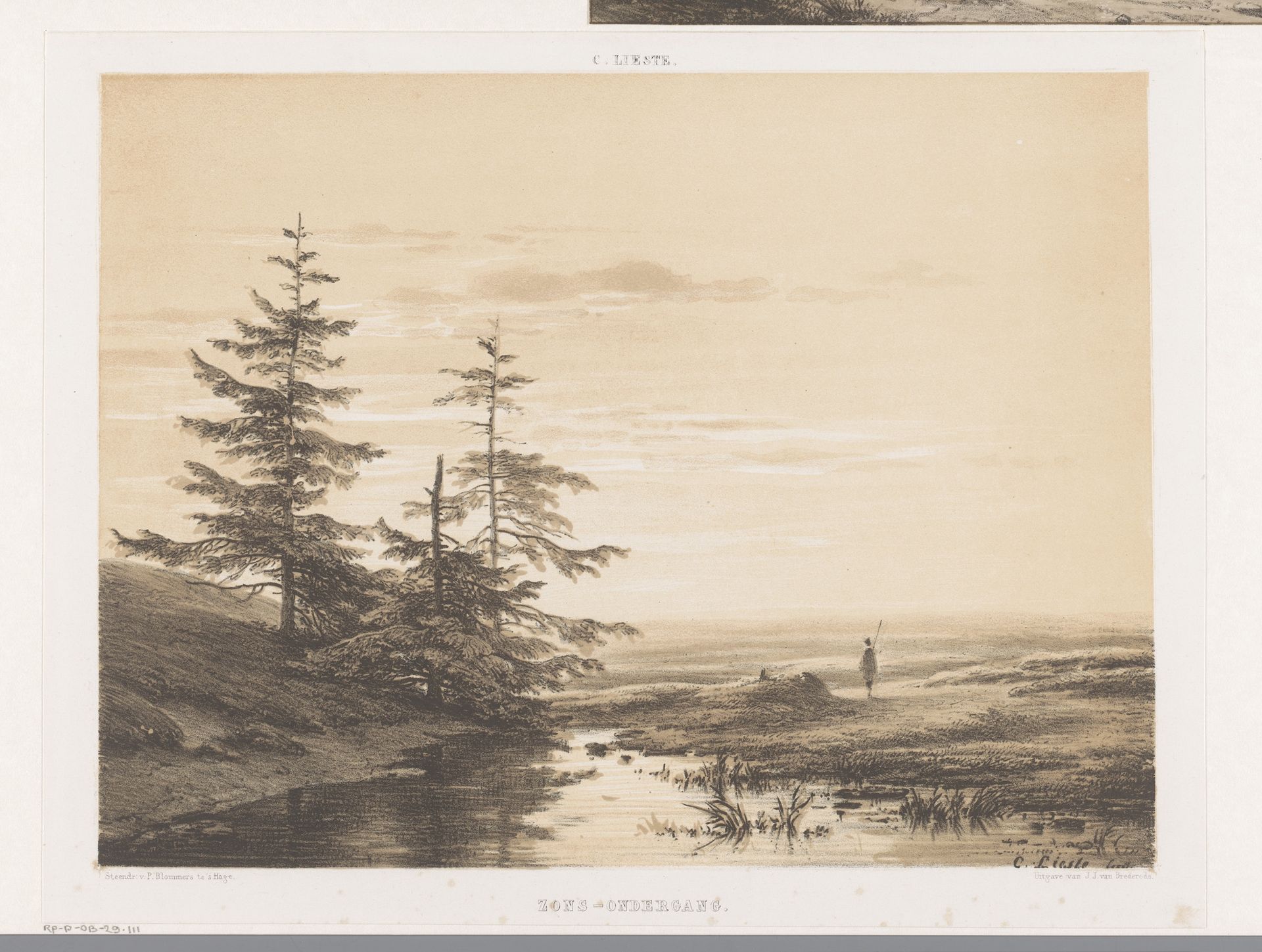 Landschap met zonsondergang by Cornelis Lieste