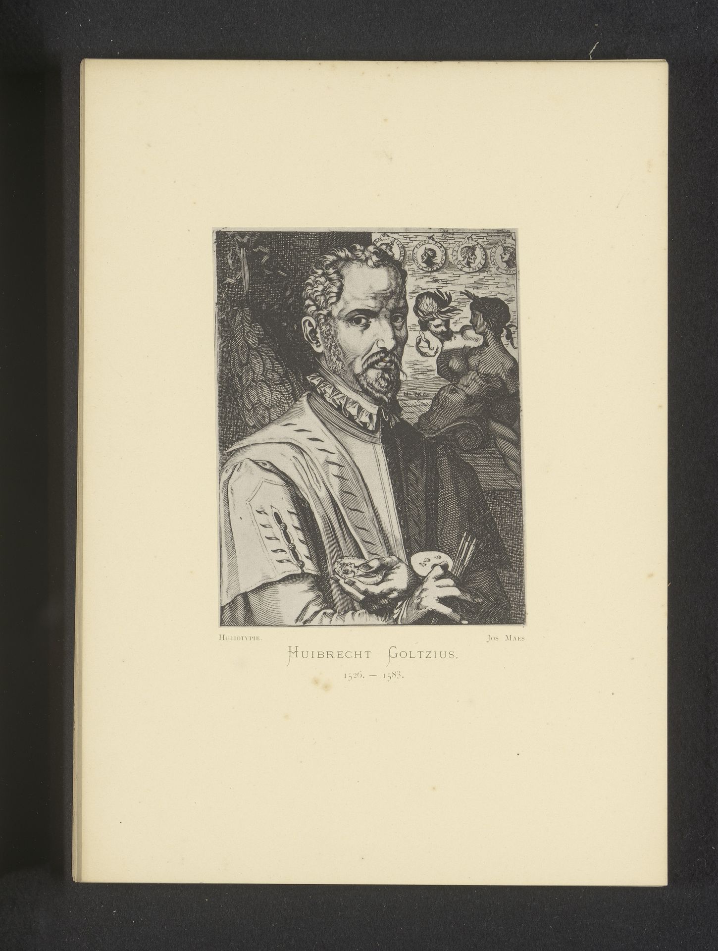 Reproductie van een gravure van een portret van Hubert Goltzius door Simon Frisius by Joseph Maes