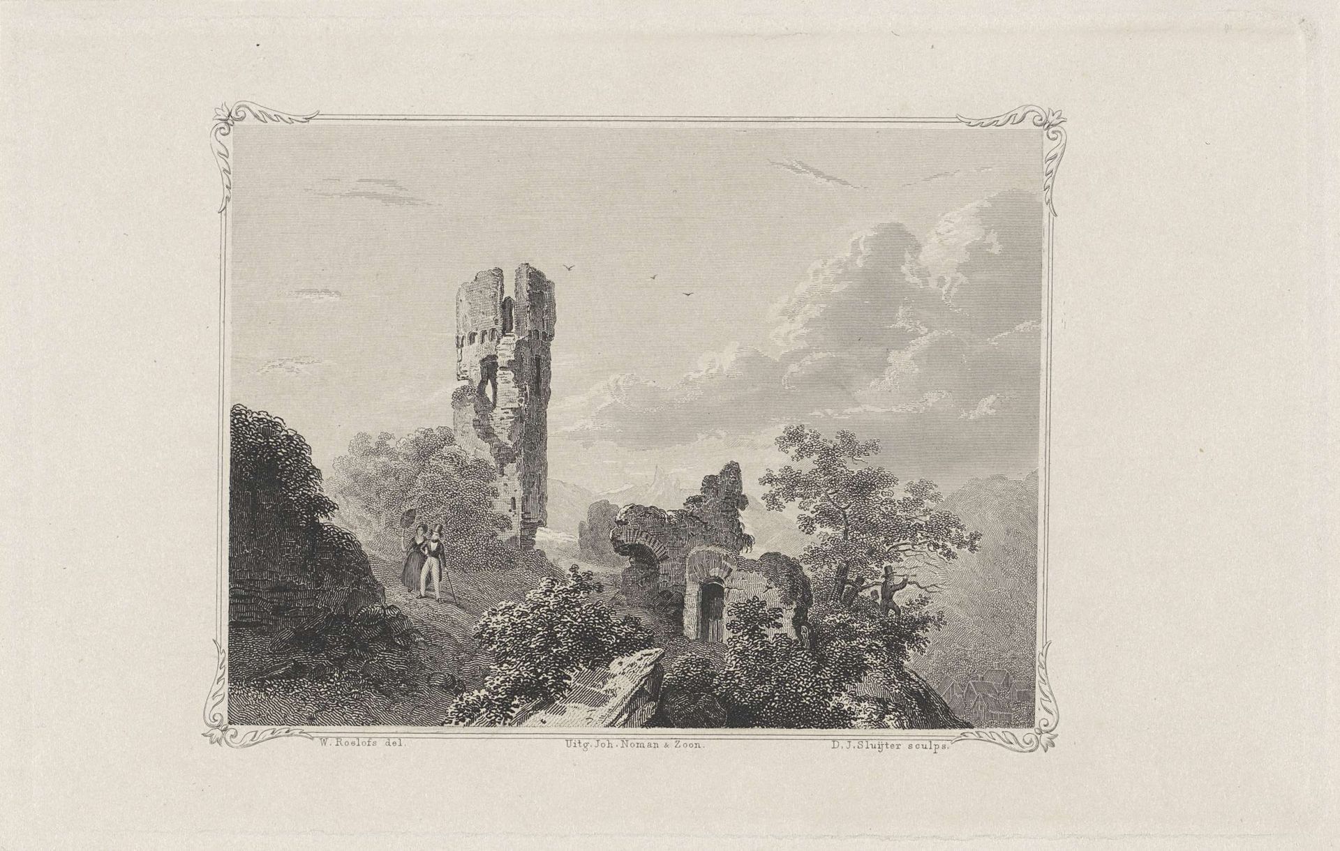 Landschap met ruïne by Dirk Jurriaan Sluyter