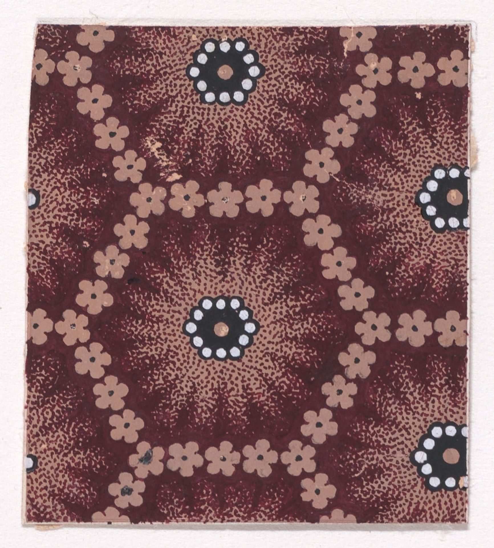 Textile Design with a Honeycomb Pattern Formed with Small Rosettes and with Alternating Rows of Hexagons Decorated with Pearls by Anonymous