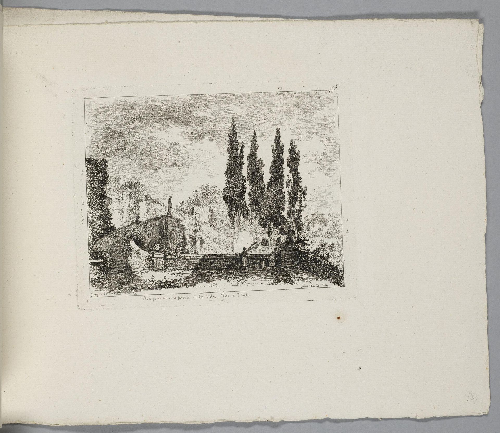 View of the Gardens of the Villa d'Este in Tivoli by Jean-Claude Richard, AbbÃ© de Saint-Non