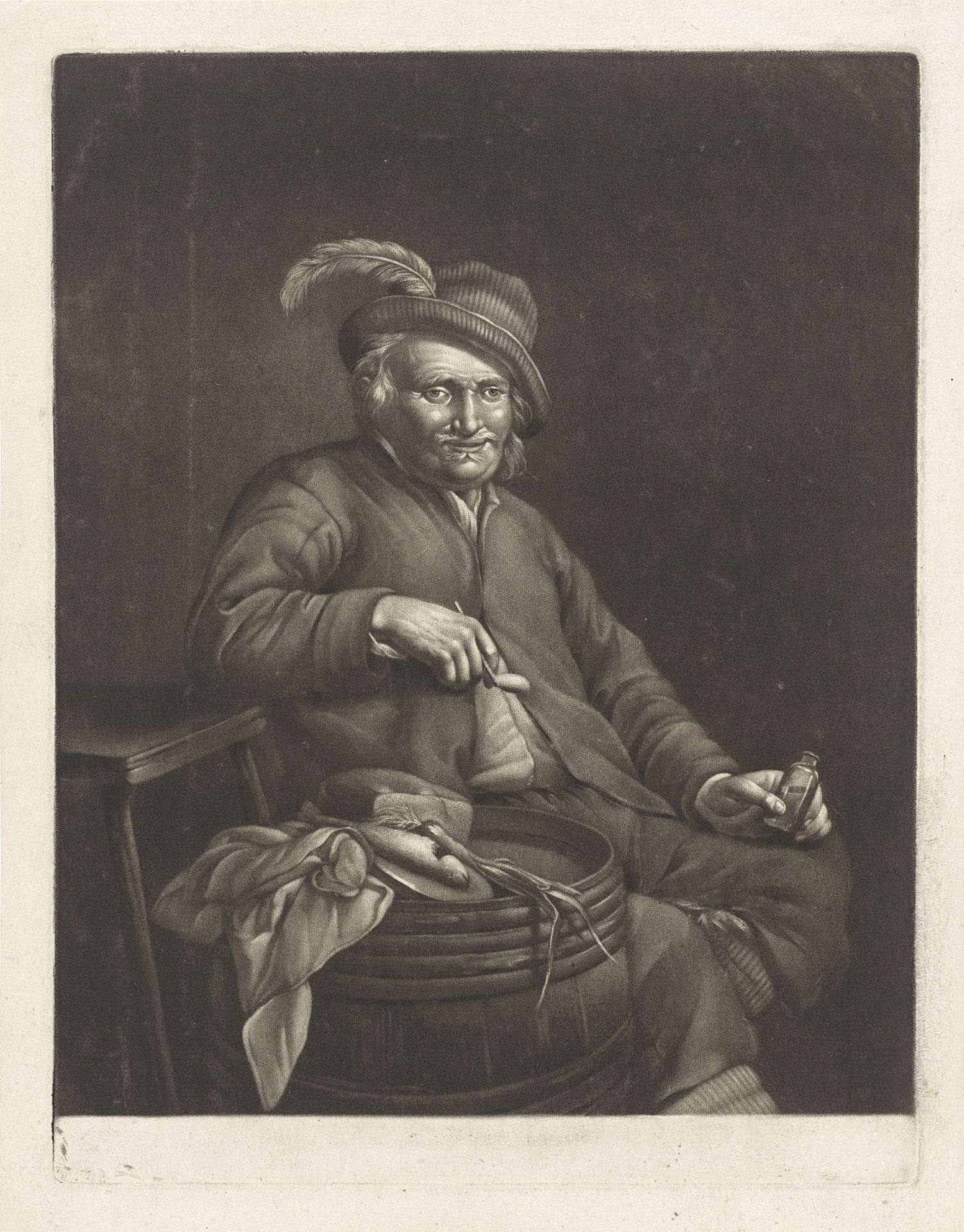 Man met een pijp en een flesje by John Greenwood