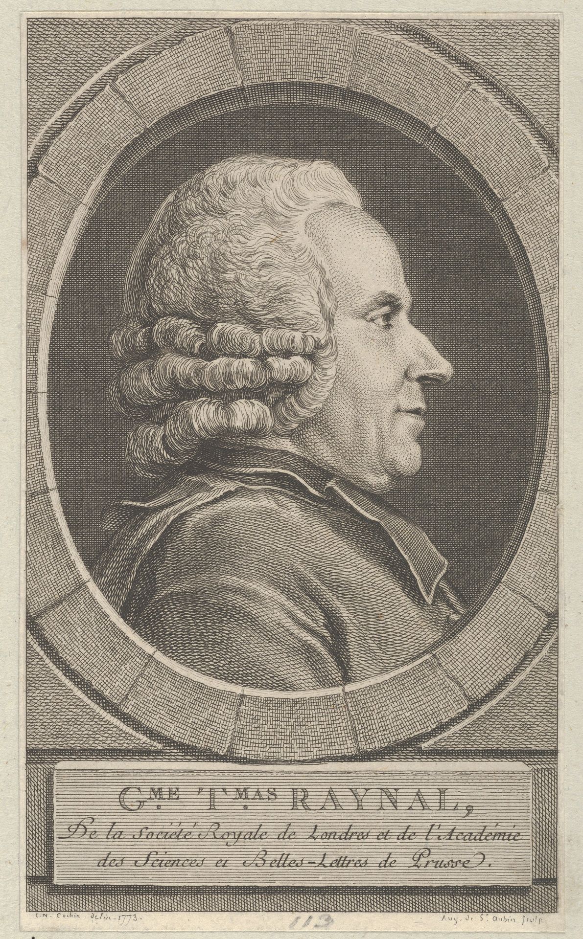 Portrait of Guillaume-Thomas Raynal by Augustin de Saint-Aubin
