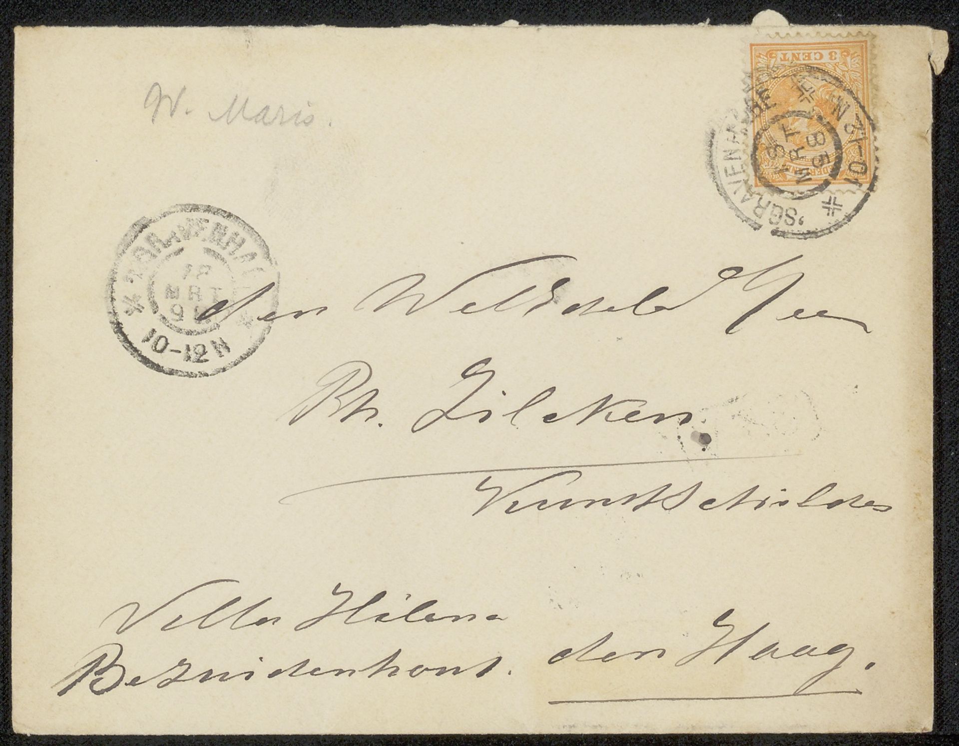 Envelop aan Philip Zilcken by Willem Maris