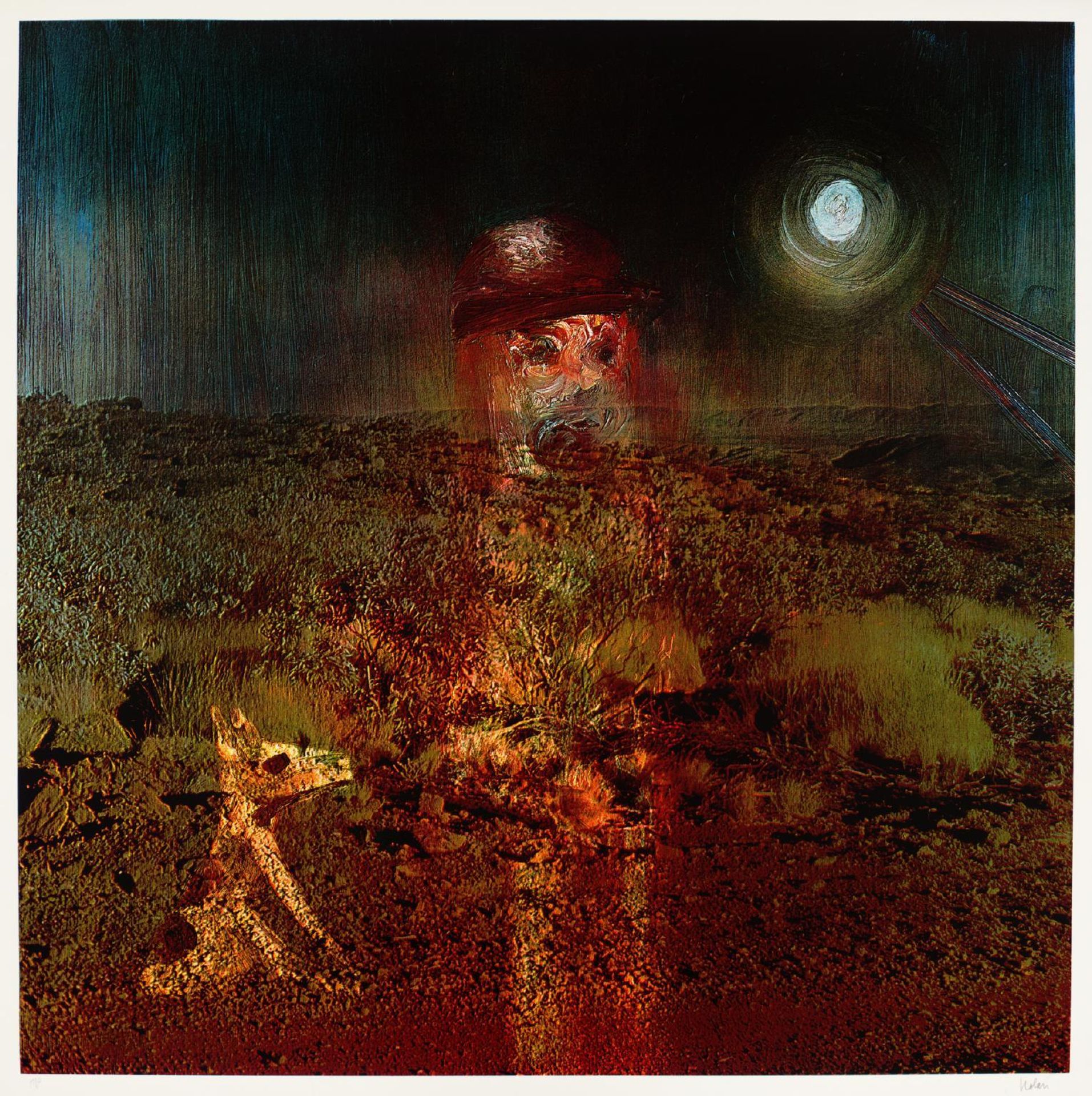 Landscape - Miner with Dog by  Sir Sidney Nolan