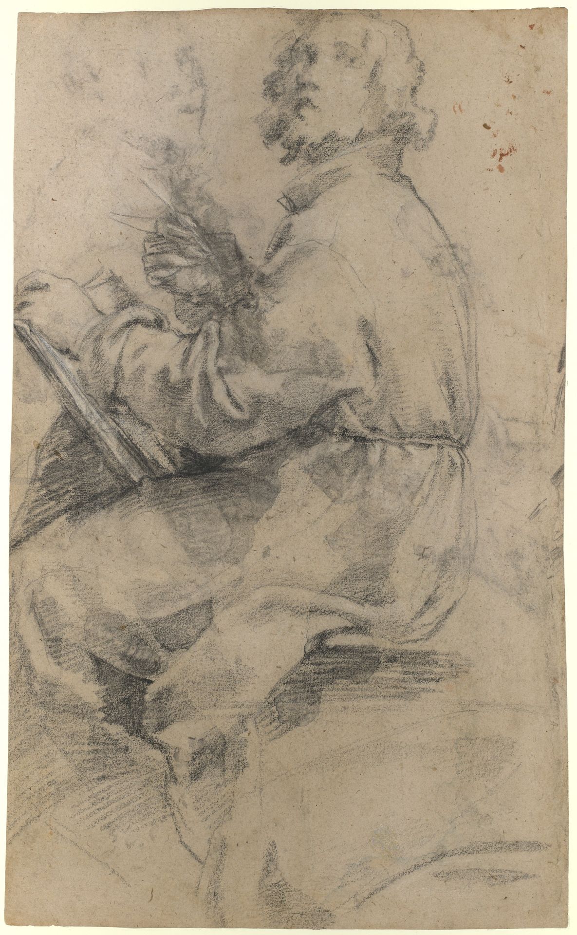 Seated Male Figure with the Head of an Onlooker (recto); Standing Male Figure in a Monk's Habit (verso) by Bernardino Poccetti