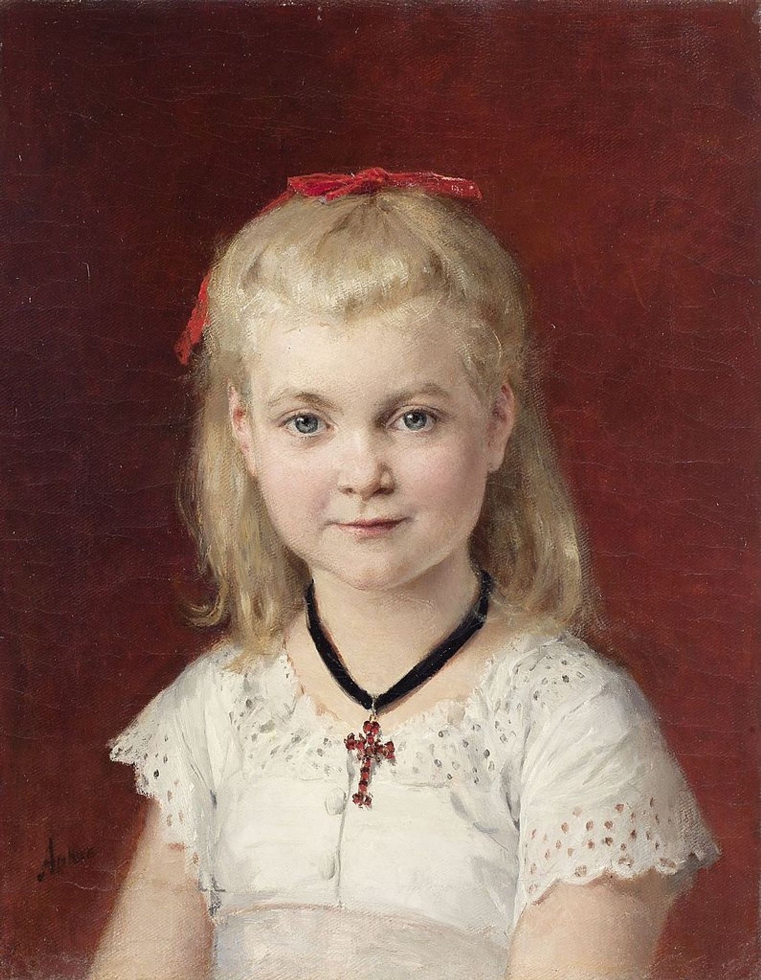 Portrait of Emilie Weiss by Albrecht Anker