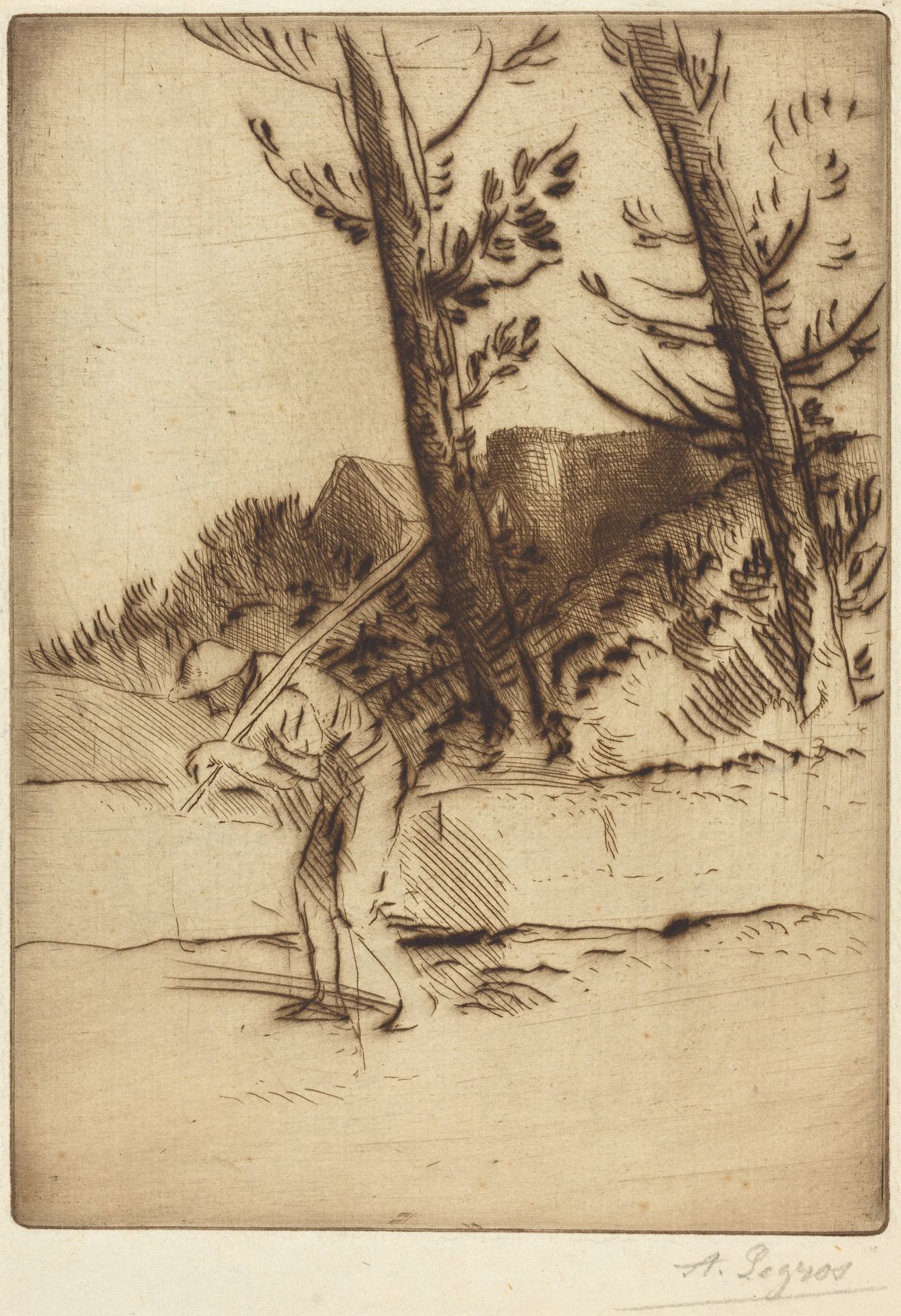 View of a Farm (La ferme des Bordes) by Alphonse Legros