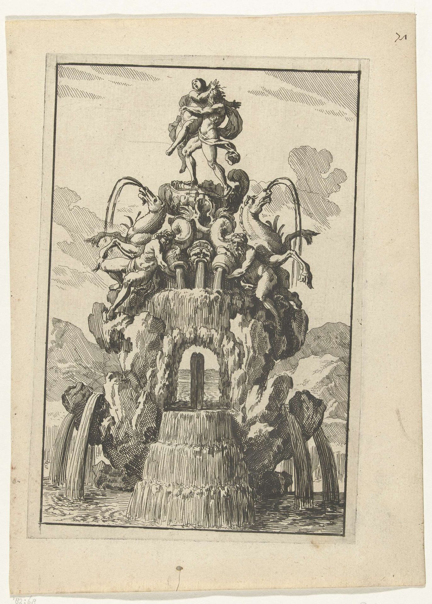 Fontein met twee etages by Jean Lepautre