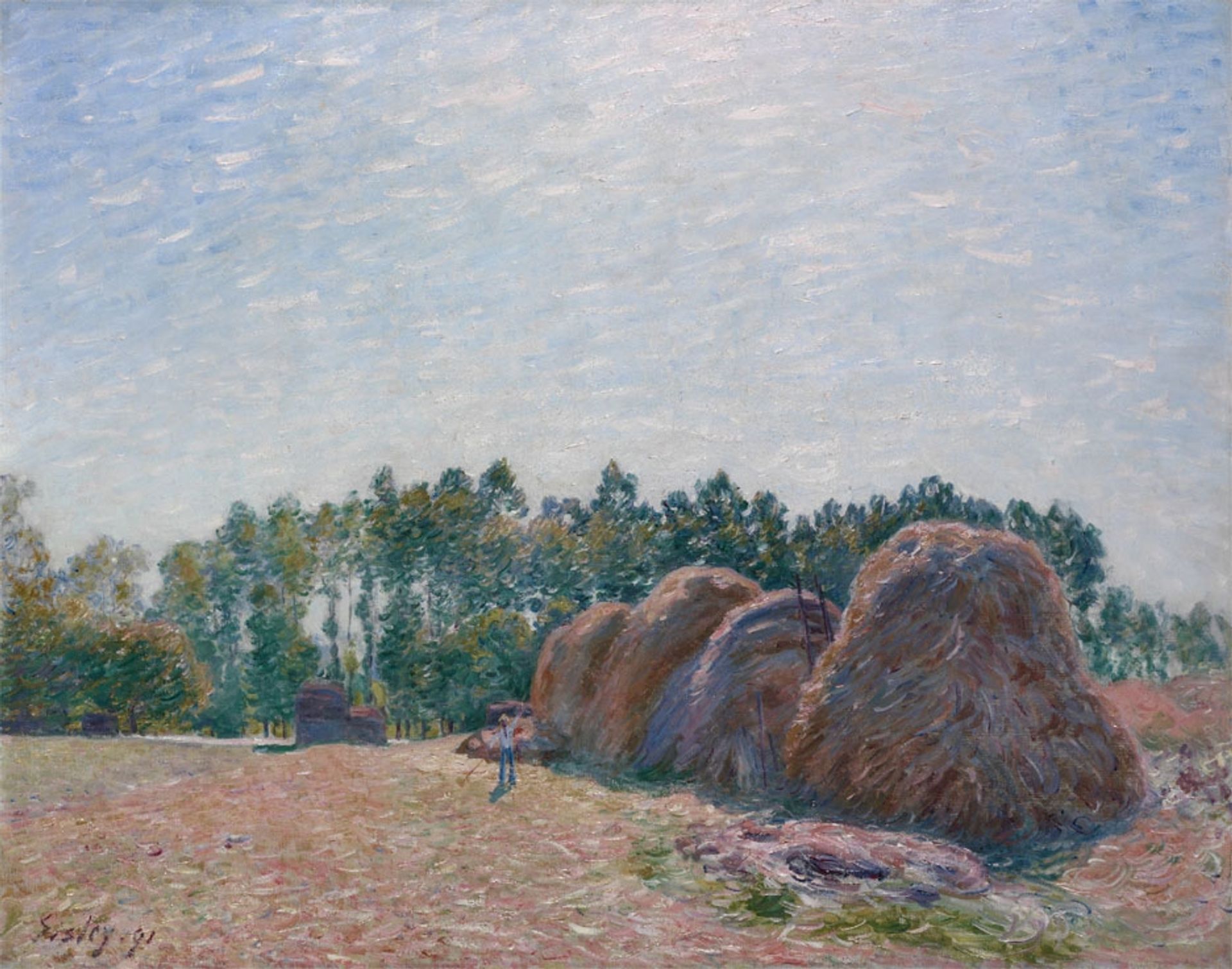 Haystacks at Moret Morning Light by Alfred Sisley
