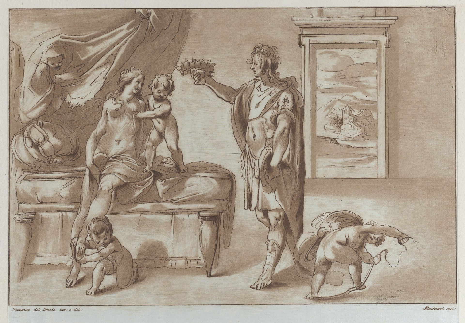 Mars offering a floral wreath to Venus by Stefano Mulinari