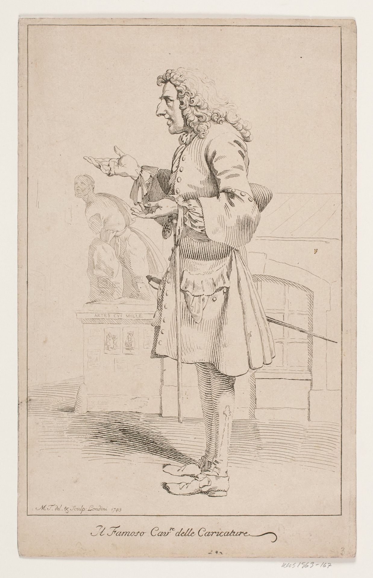 "Il famoso Cavre delle Caricature". Portræt af Pier Leone Ghezzi (1674-1755) by Marcus Tuscher