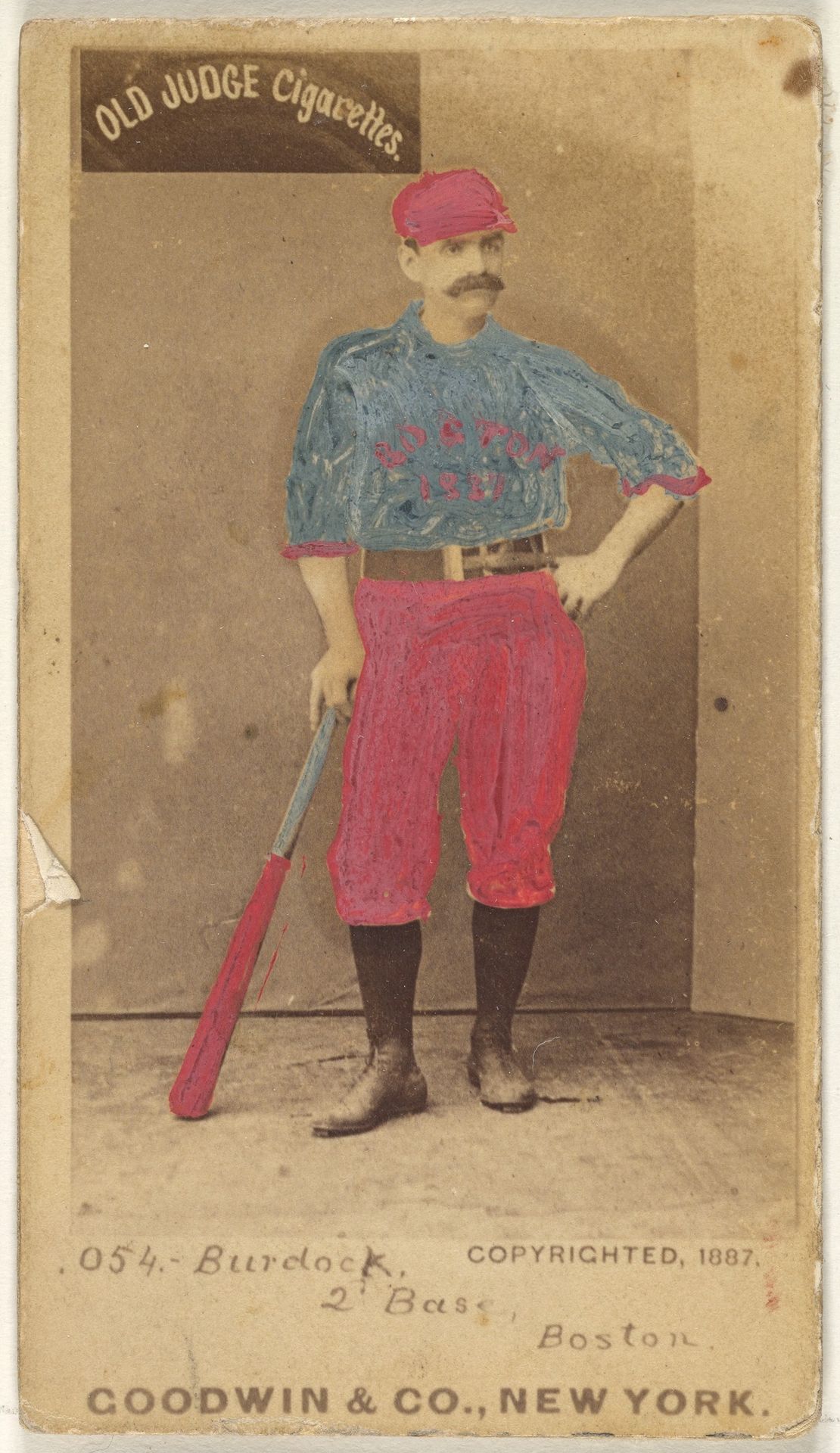 Burdock, 2nd Base, Boston, from the Old Judge series (N172) for Old Judge Cigarettes by Goodwin & Company