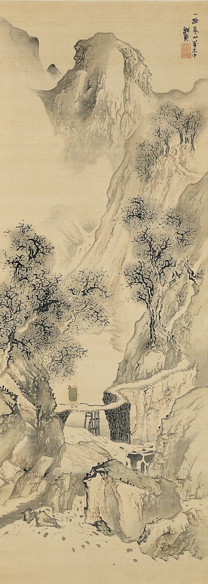 Landscape with a Solitary Traveler by Yosa Buson
