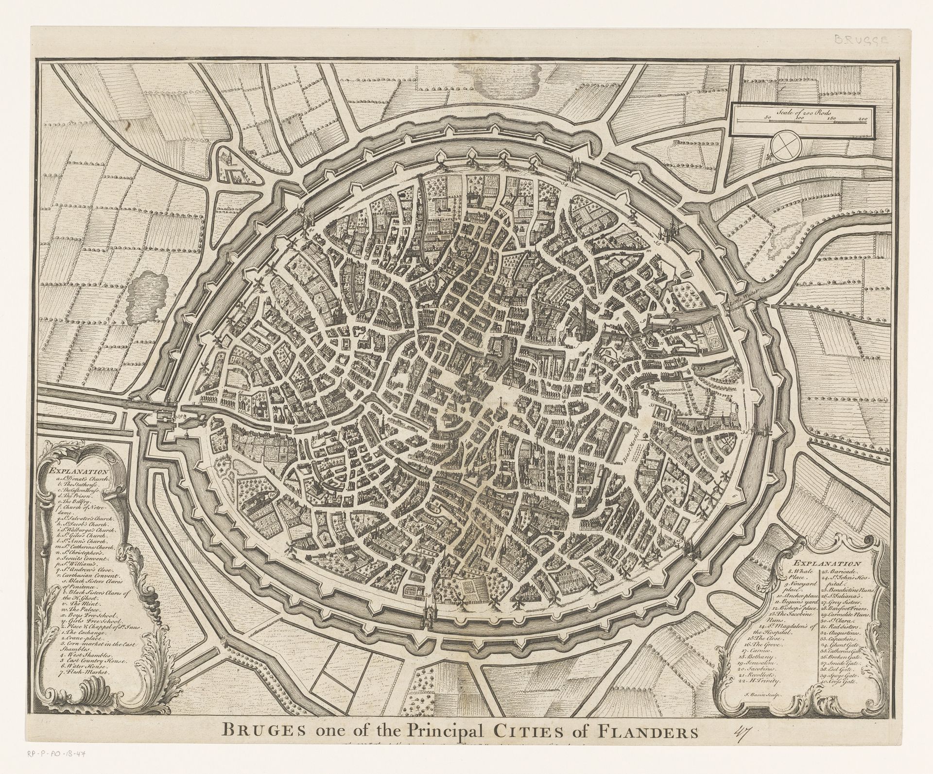 Plattegrond van Brugge by Isaac Basire