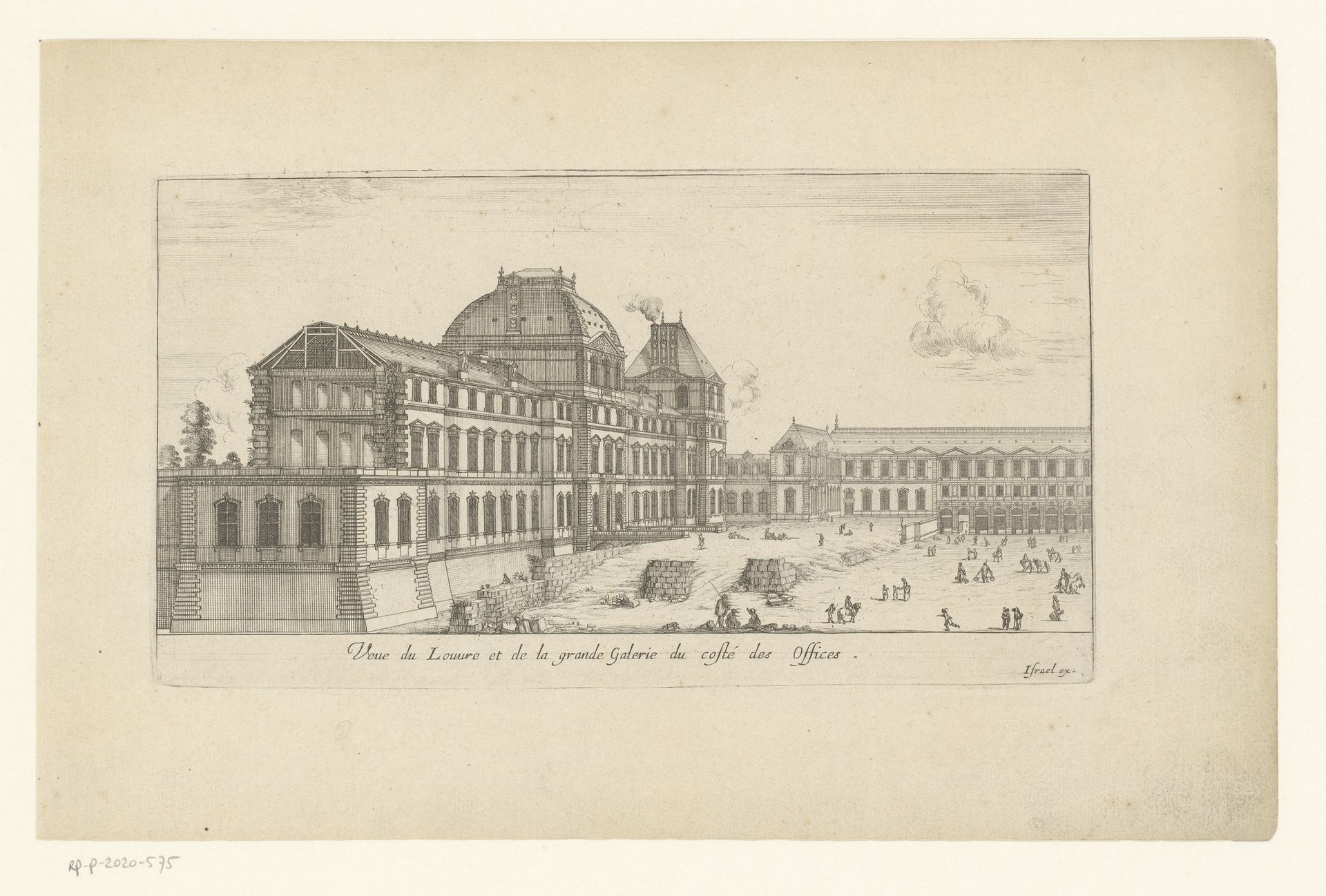 Gezicht op de Grande Galerie van het Louvre by Jean (I) Marot