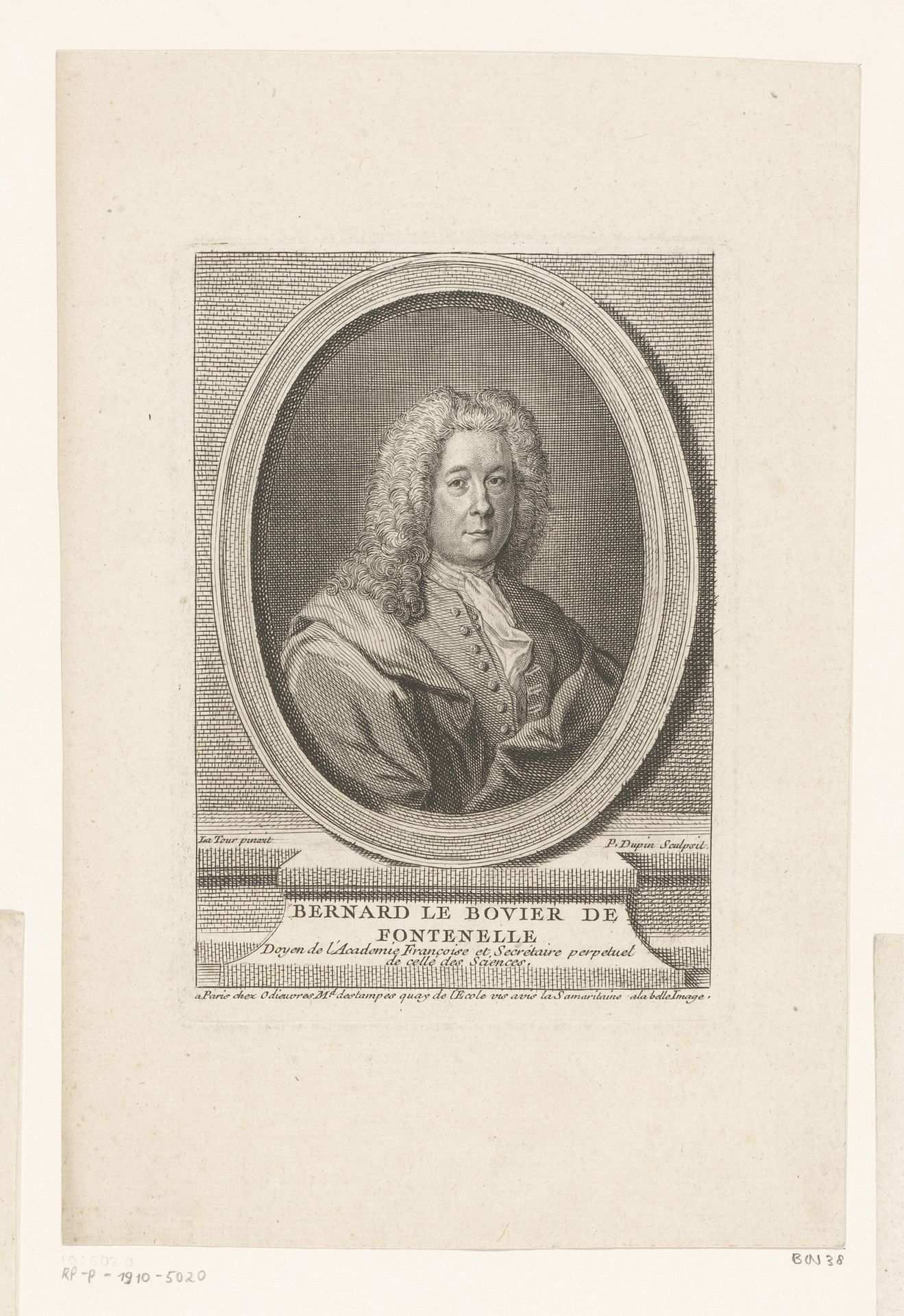 Portret van Bernard le Bovier de Fontenelle by Pierre Dupin
