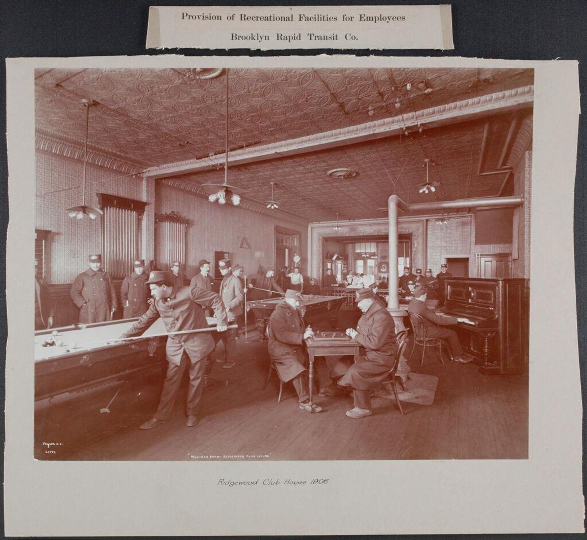 Industrial Problems, Welfare Work: United States. New York. Brooklyn. Rapid Transit Company: Provision of Recreational Facilities for Employees. Brooklyn Rapid Transit Co.: Ridgewood Club House 1906 by Byron Company