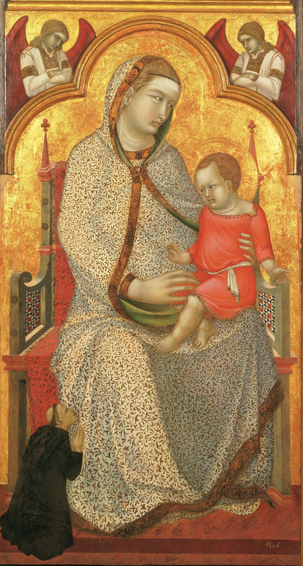 Virgin and Child Enthroned and Donor, Angels by Pietro Lorenzetti