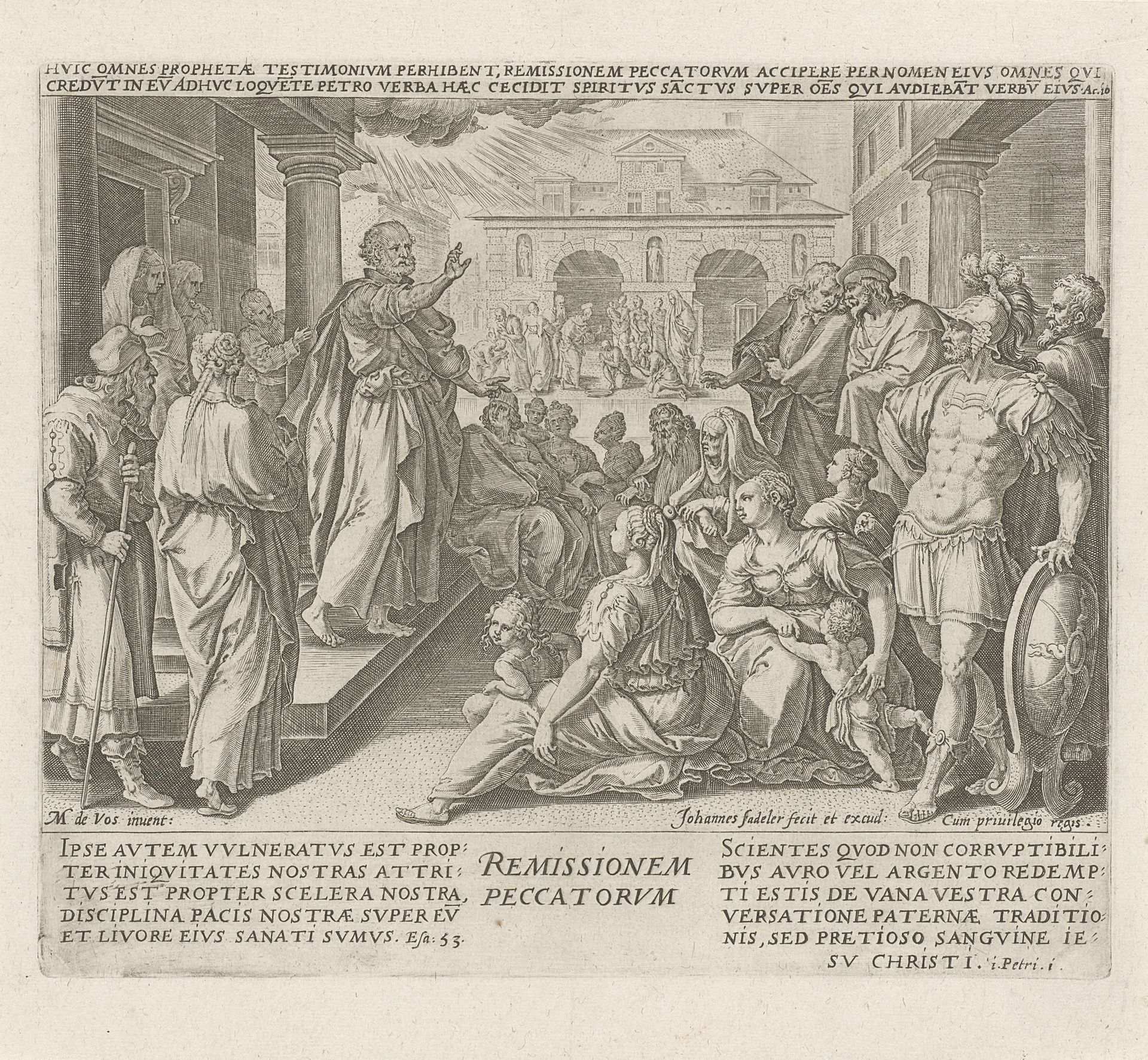 Preek van de apostel Petrus: 'de vergeving van de zonden' by Johann Sadeler I