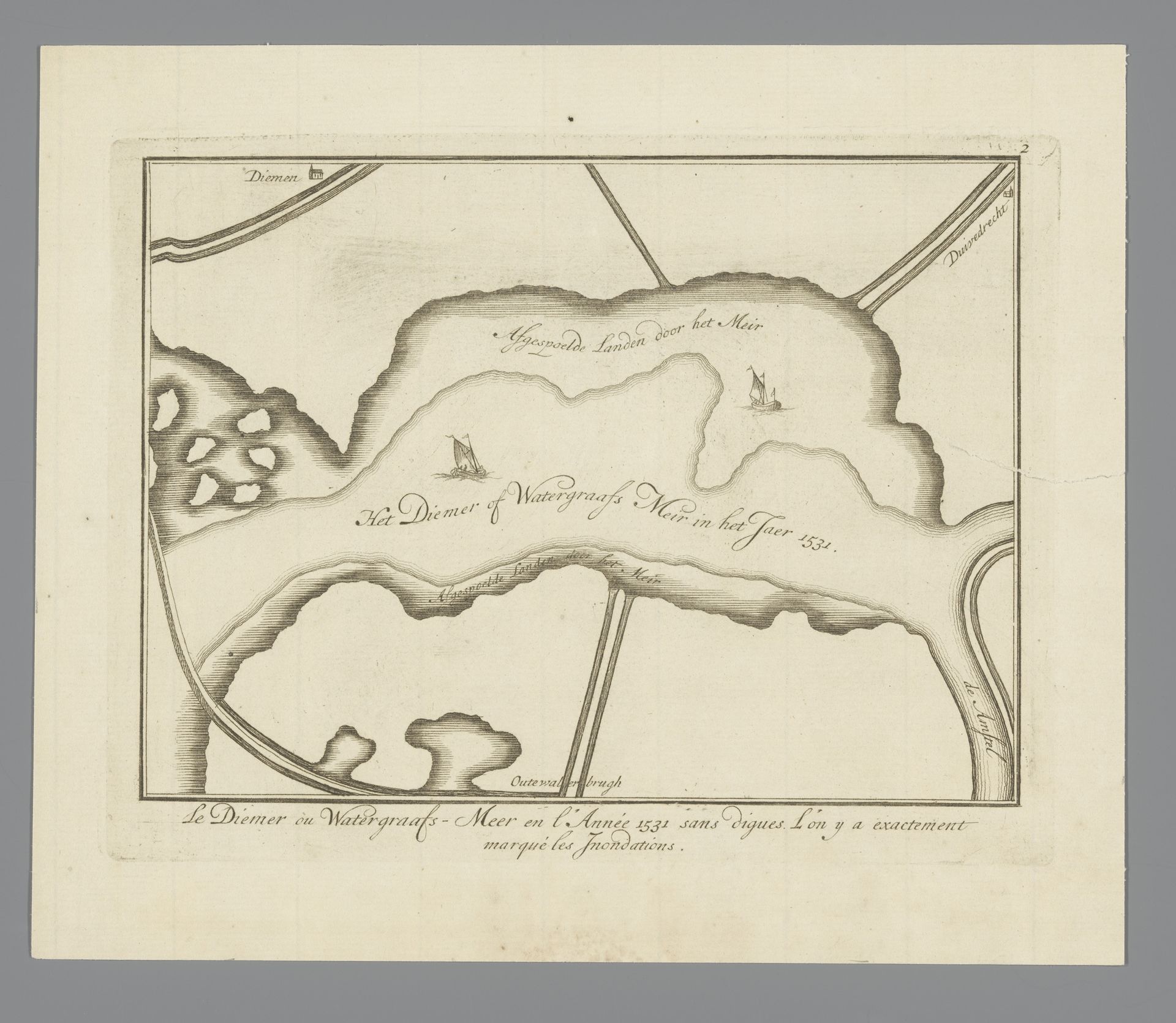 Kaart van het gebied rondom het Diemer- of Watergraafsmeer by Anonymous