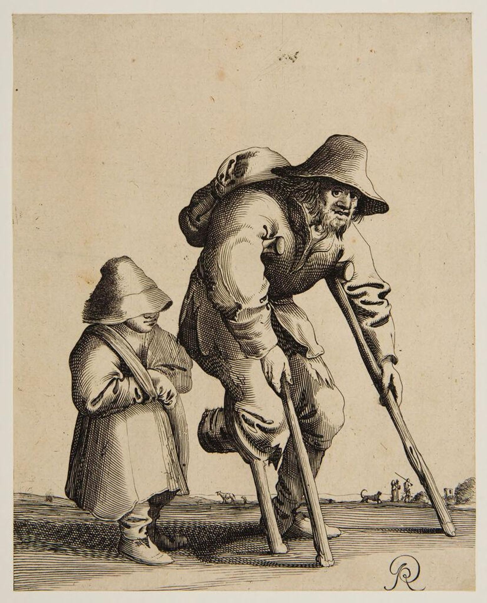Old Man Walking with Crutches by Pieter Jansz. Quast